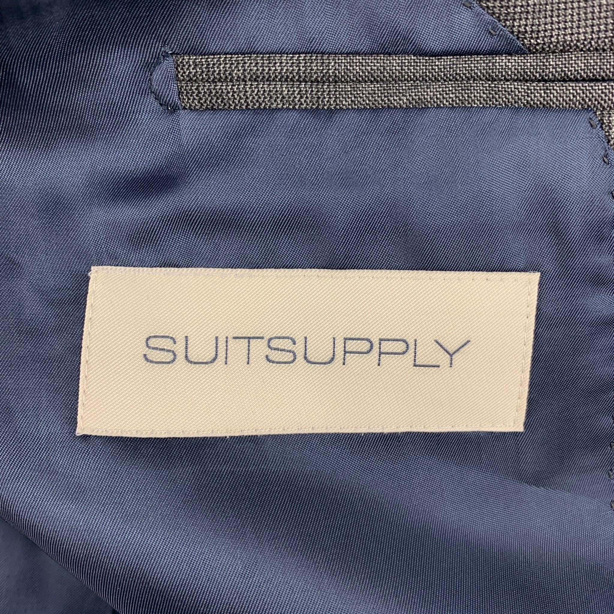 SUITSUPPLY Size XS Grey Glenplaid Wool Notch Lapel Suit For Sale at 1stDibs