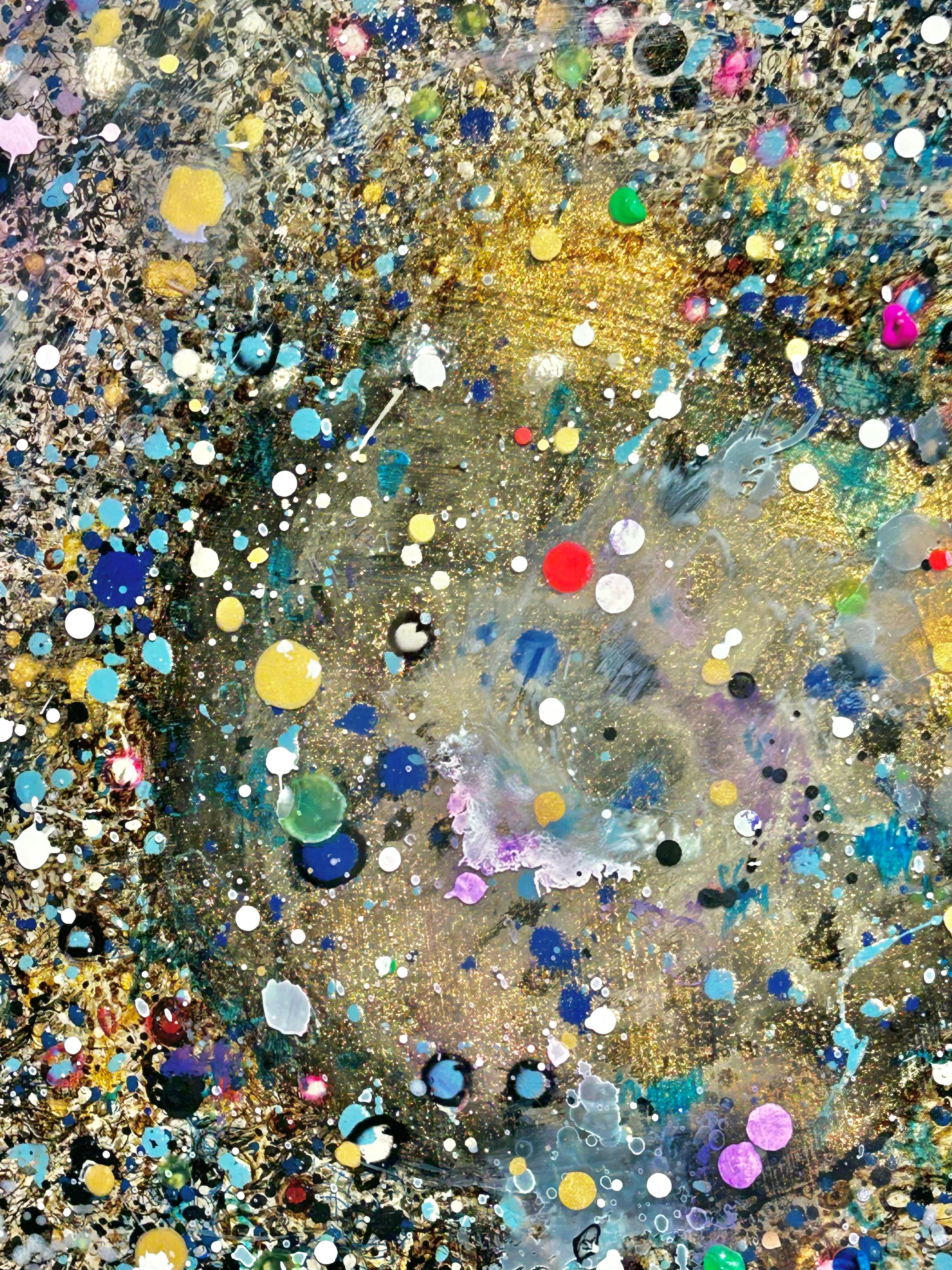After All, I'm Cosmic Dust - Layered Resin with Paint, Gold Dust and Glitter - Contemporary Painting by Suk Ja Kang