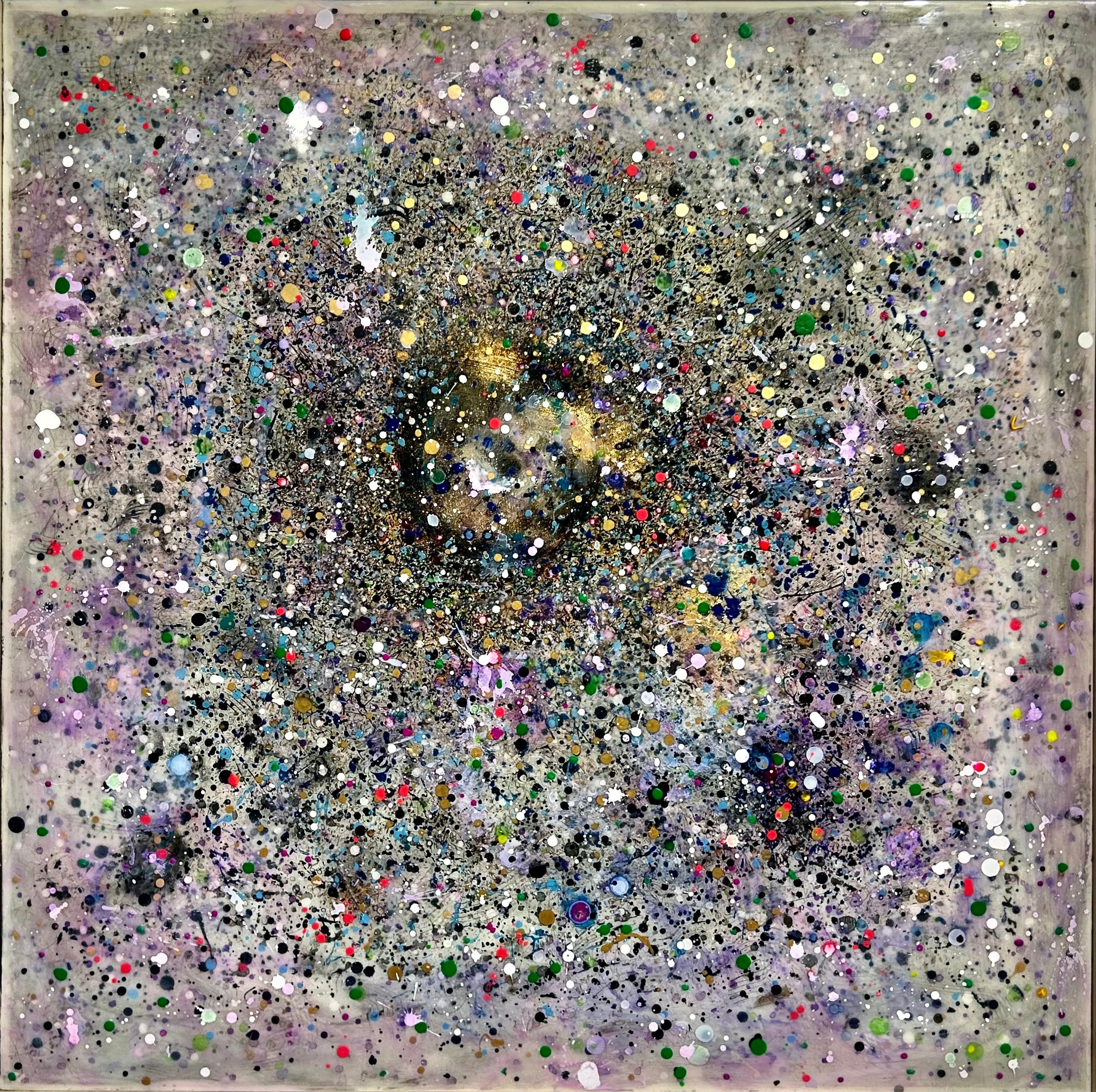 Suk Ja Kang Landscape Painting - After All, I'm Cosmic Dust - Layered Resin with Paint, Gold Dust and Glitter