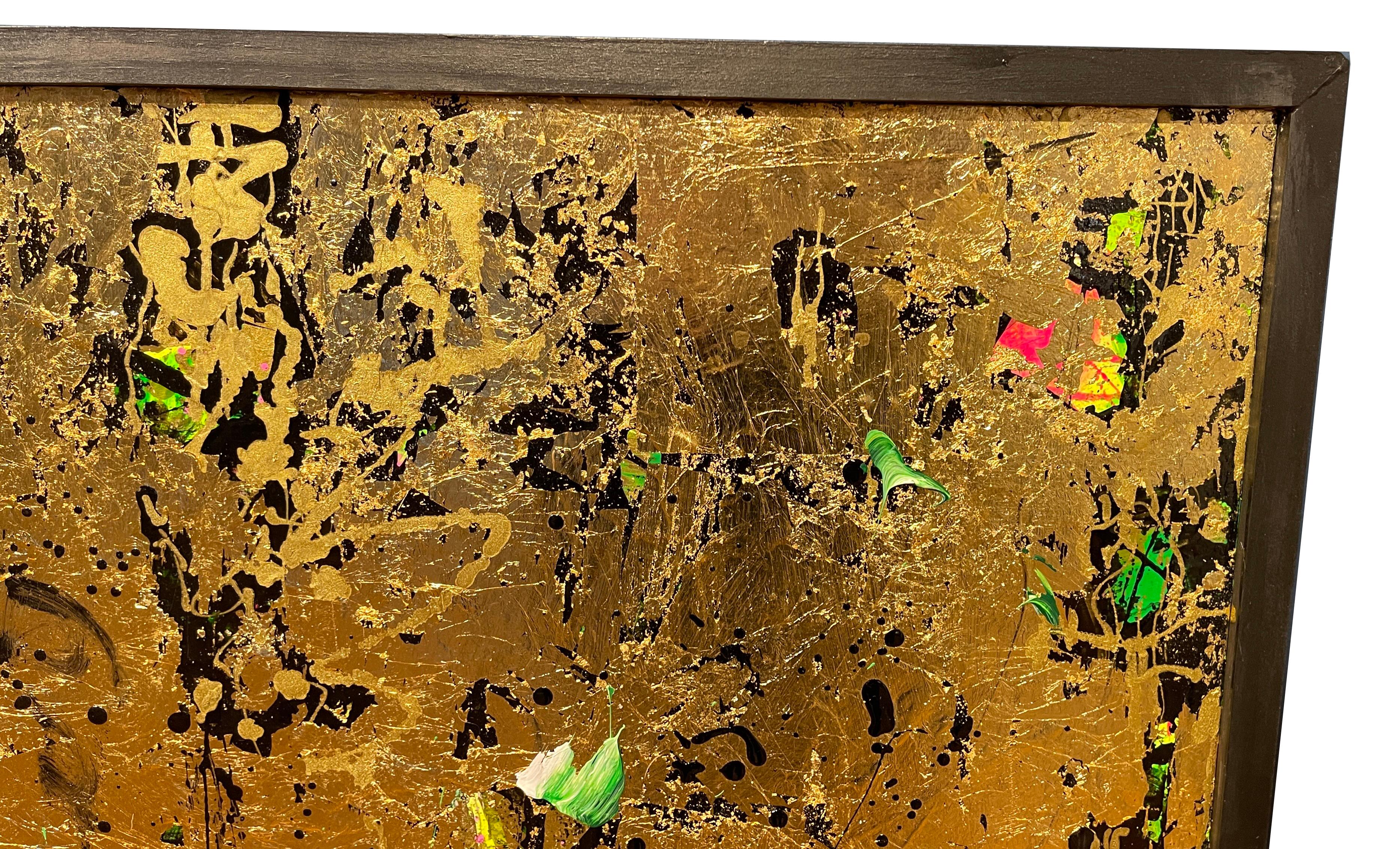 Every Fall's Wing - Blossom.  Abstract Painting, Floral Patterns & Gold Leaf For Sale 4