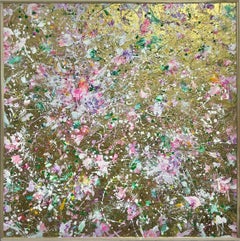 Used Everyone Needs A Reason to Falling - Abstract Floral Painting with Gold Leaf