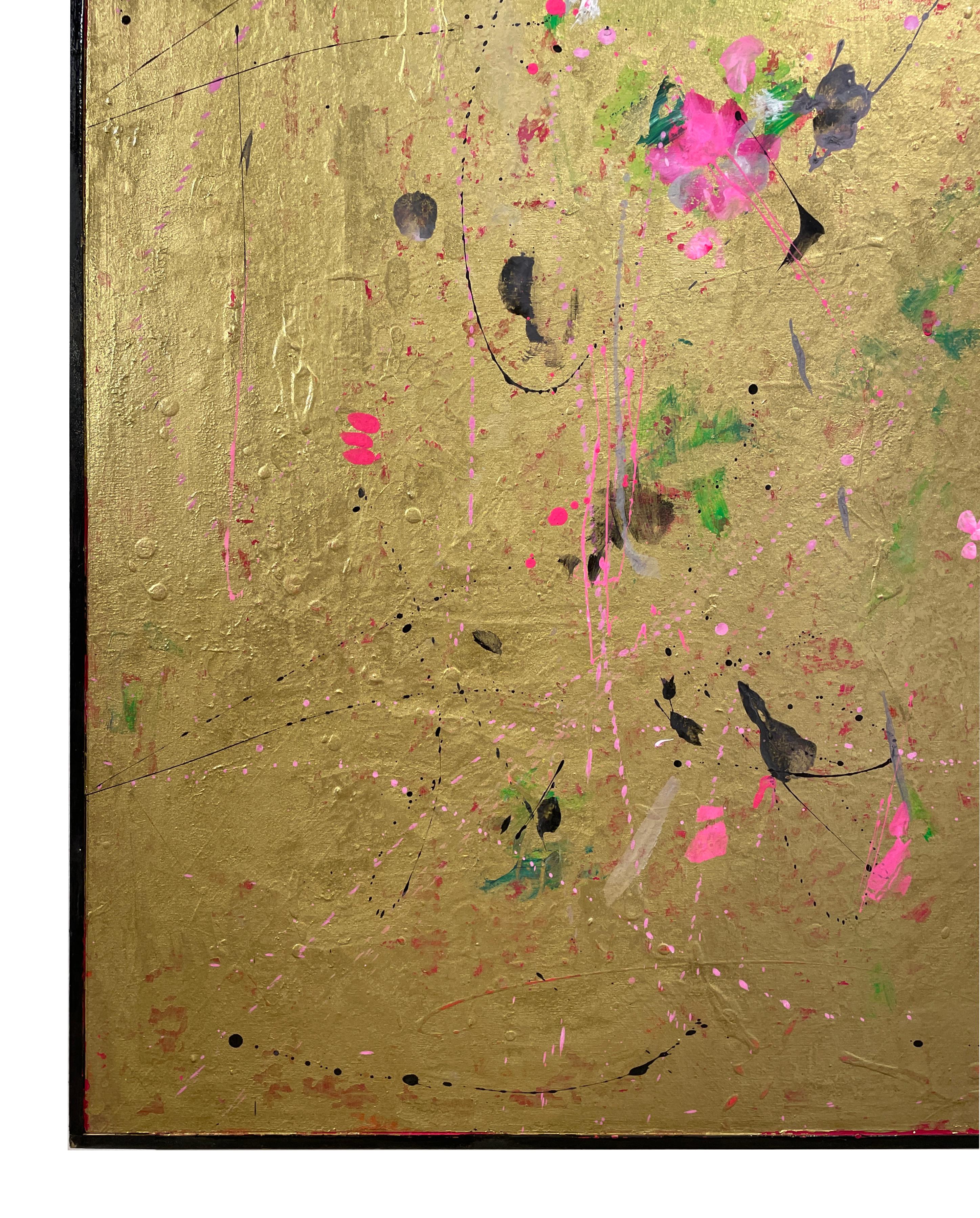 Let Me See the Further Thing - Floral Patterns and Gold, Abstract Painting 2