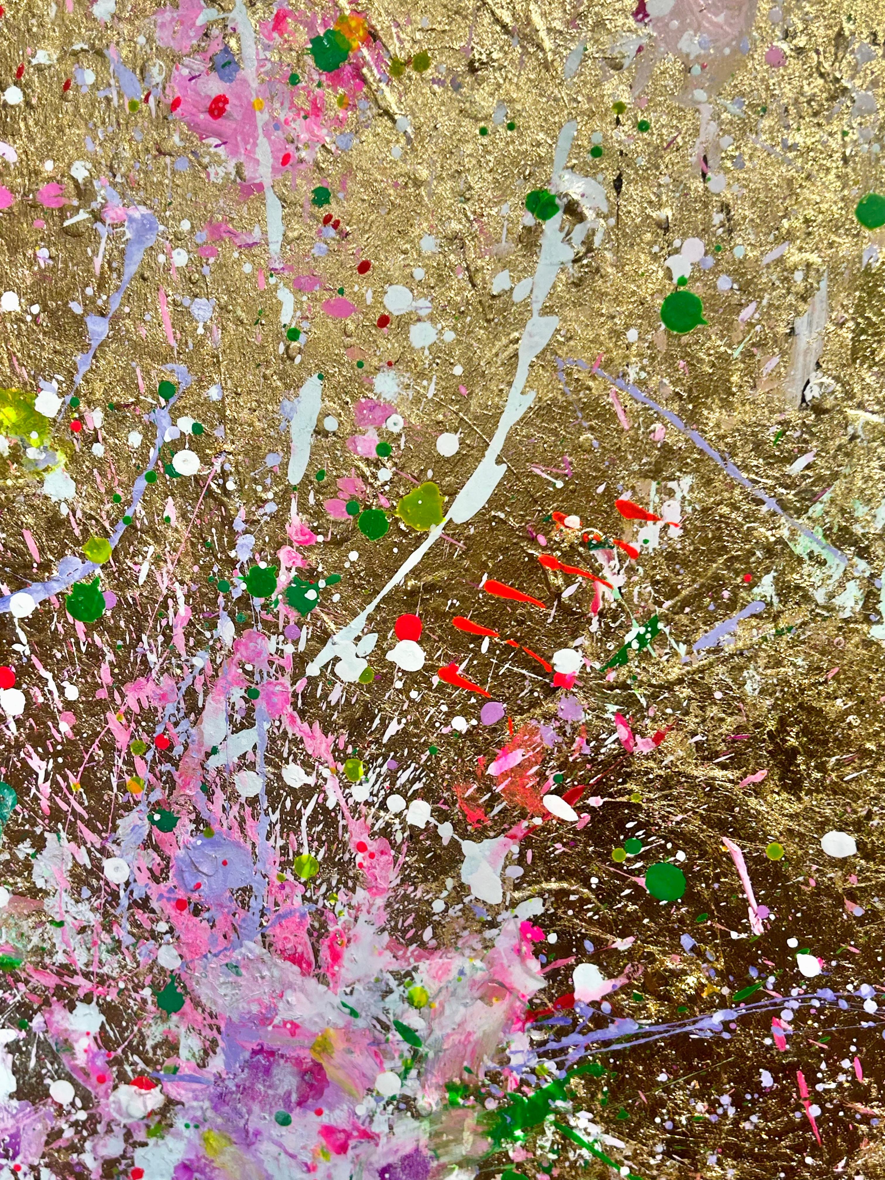 Scents of Passing Spring II – Abstraktes Gemälde mit reflektierendem Blattgold im Angebot 1