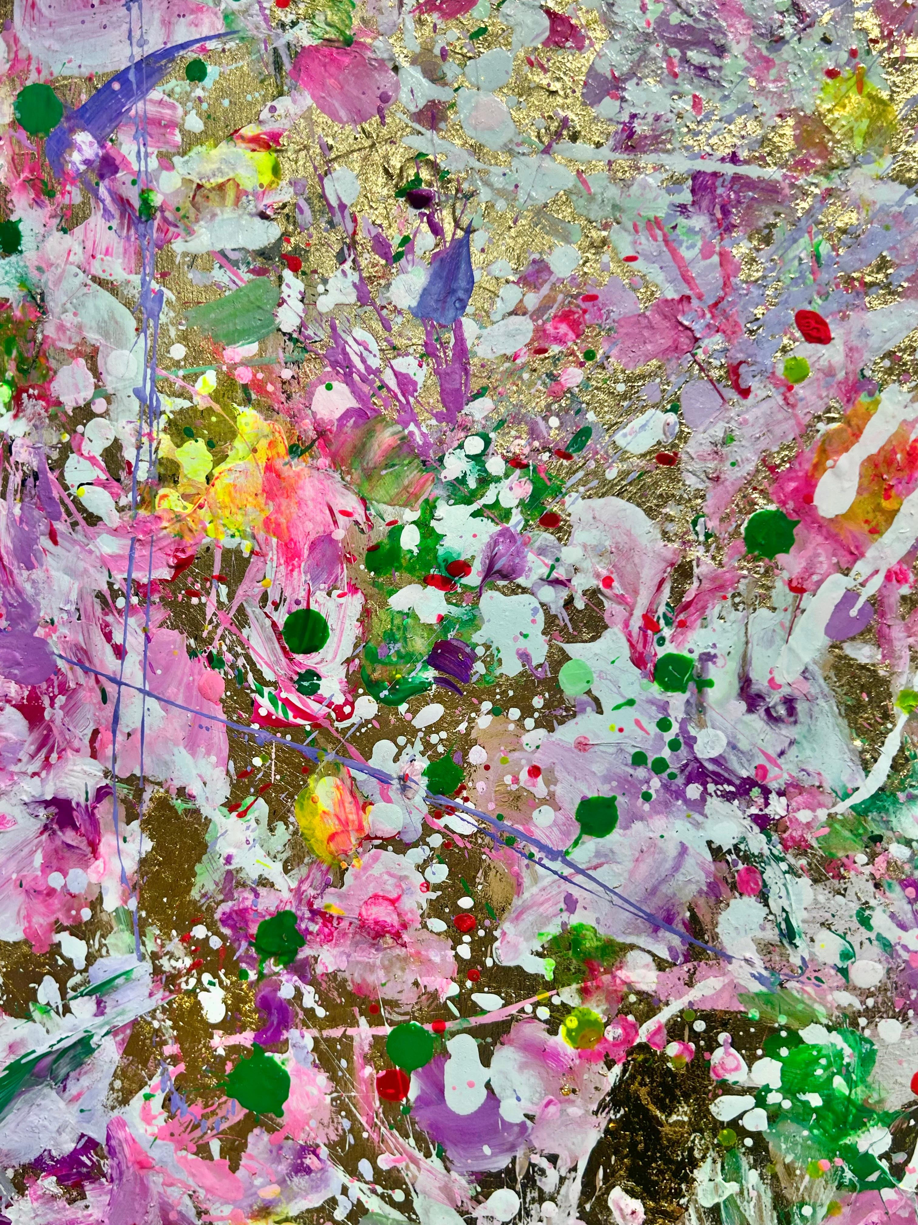 Scents of Passing Spring II – Abstraktes Gemälde mit reflektierendem Blattgold im Angebot 2