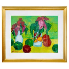 Suk Shuglie's Painting "Poinsettias and Apples"