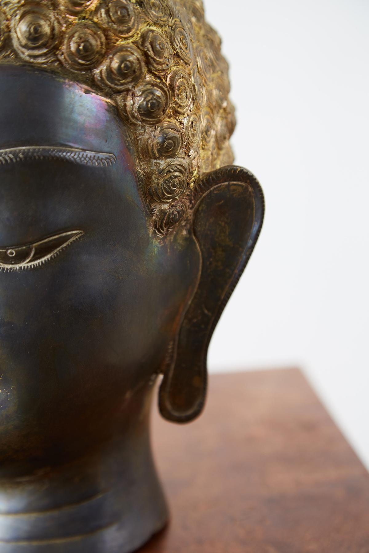 Sukhothai Style Bronze Metal Buddha Head 4