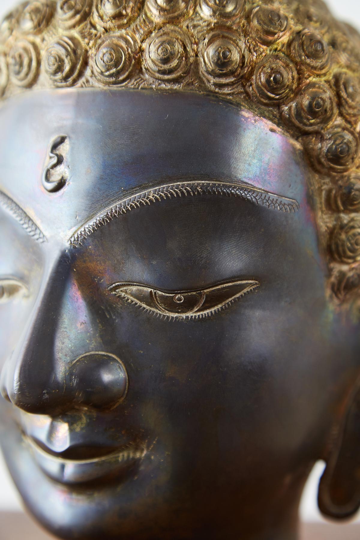 Sukhothai Style Bronze Metal Buddha Head 6