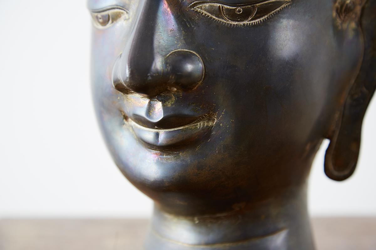 Sukhothai Style Bronze Metal Buddha Head 8