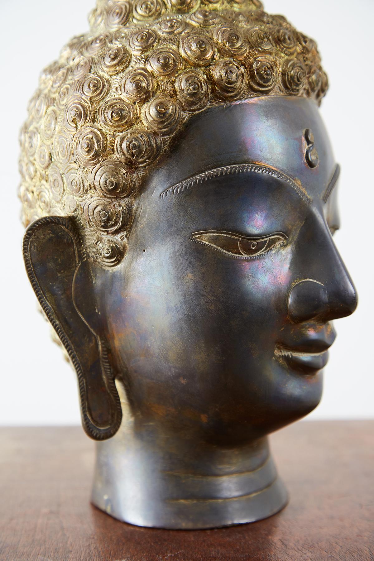 Sukhothai Style Bronze Metal Buddha Head 9
