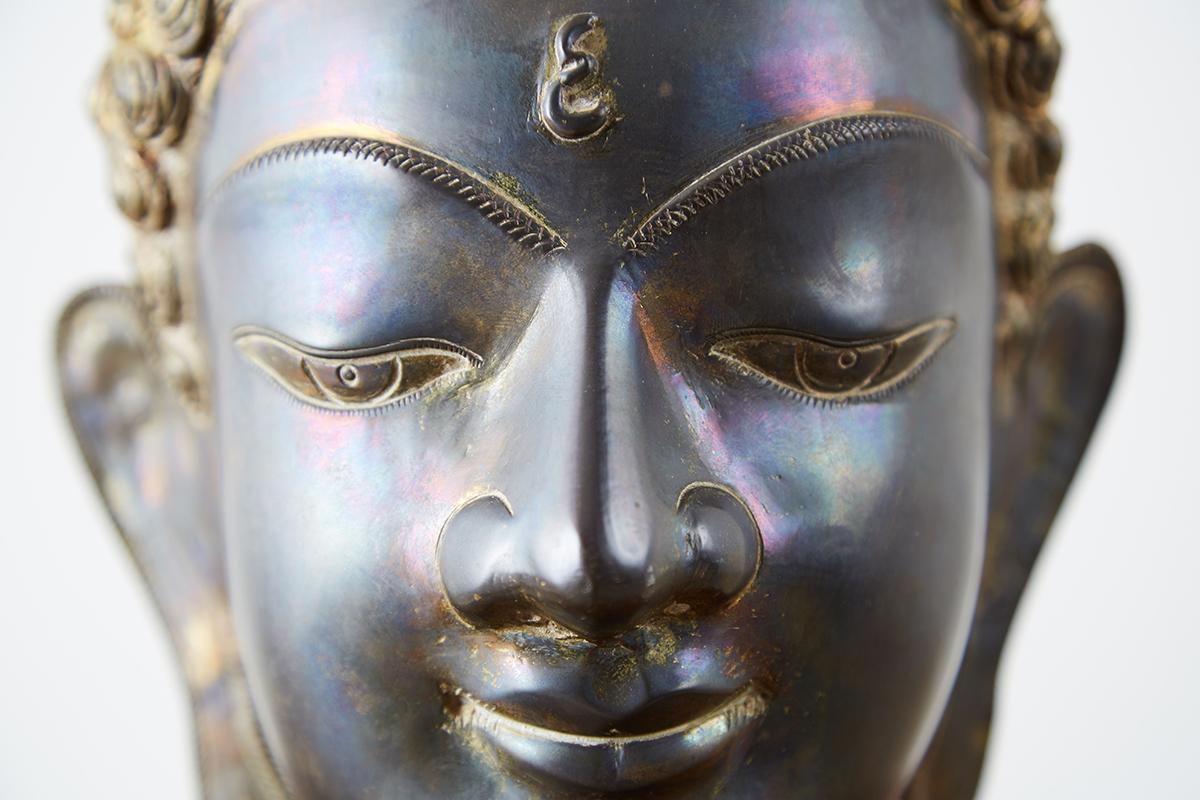 Sukhothai Style Bronze Metal Buddha Head 10