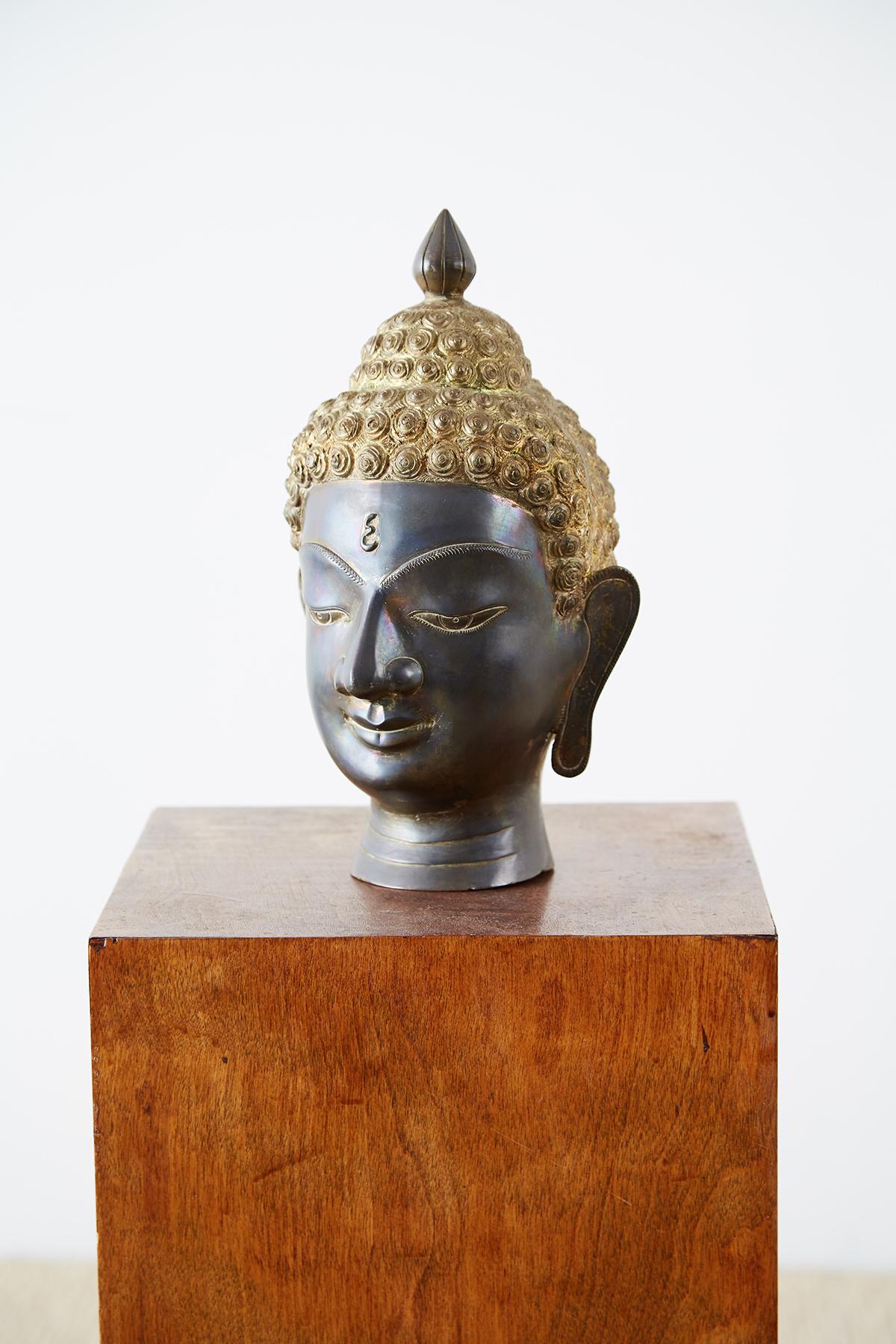 Thai Sukhothai Style Bronze Metal Buddha Head