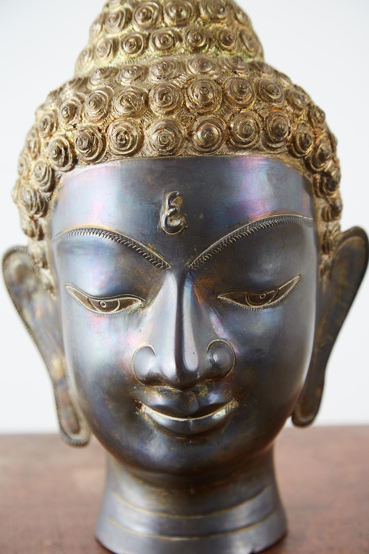 Sukhothai Style Bronze Metal Buddha Head 1