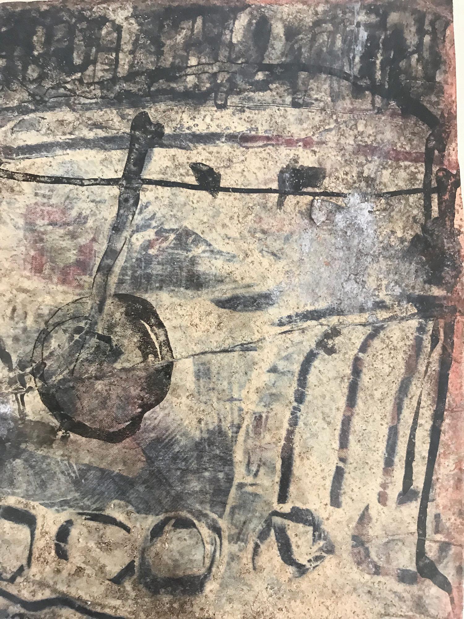 Questo pezzo è una composizione astratta realizzata con tecnica mista, olio e colori acrilici su carta. L'artista esplora un mondo incredibile pieno di colori e pennellate espressive. Le linee e la texture creano una composizione astratta matura: