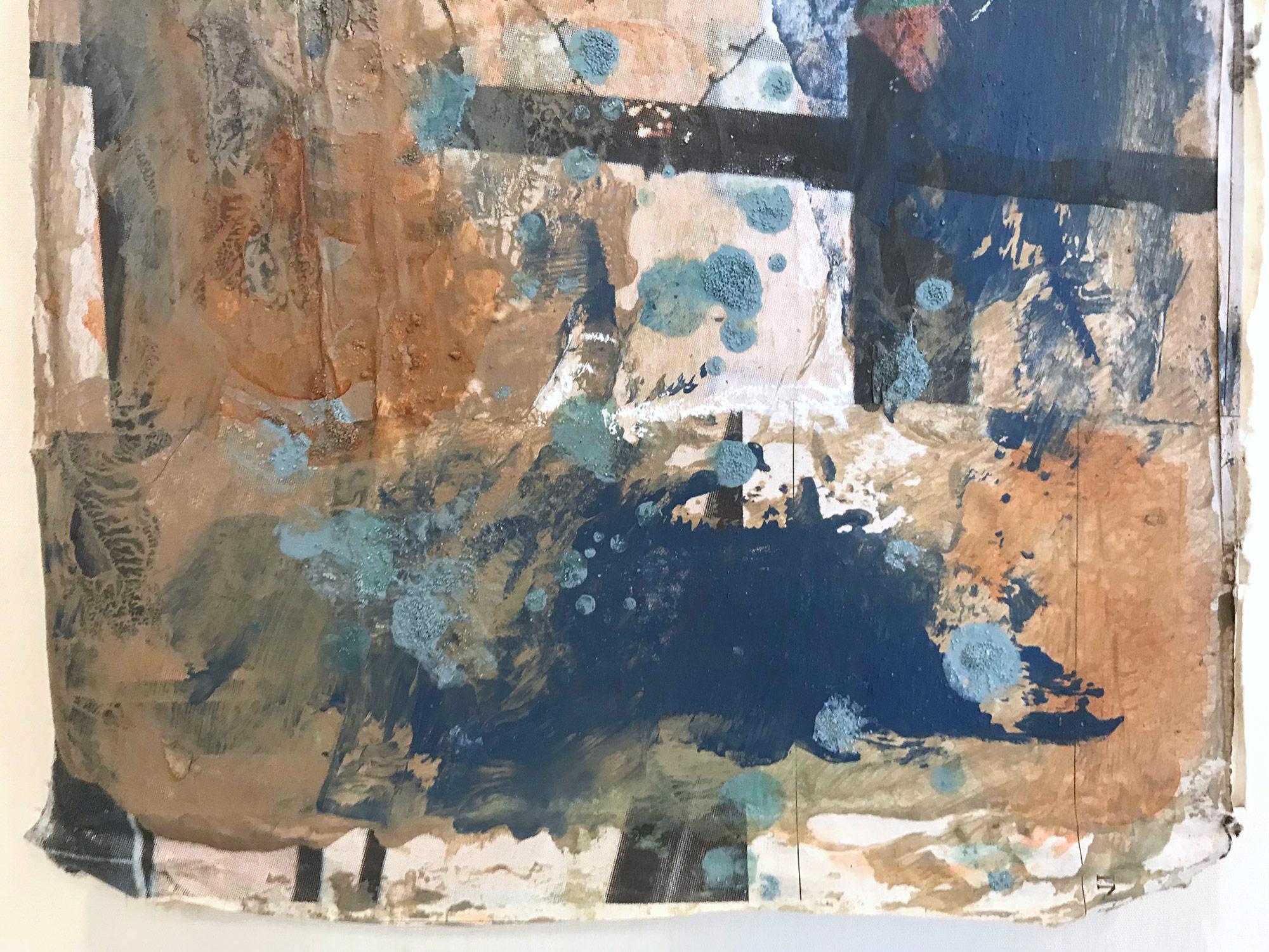 Questo pezzo è una composizione astratta realizzata con tecnica mista, olio e colori acrilici su carta. L'artista esplora un mondo incredibile pieno di colori e pennellate espressive. Le linee e la texture creano una composizione astratta matura: