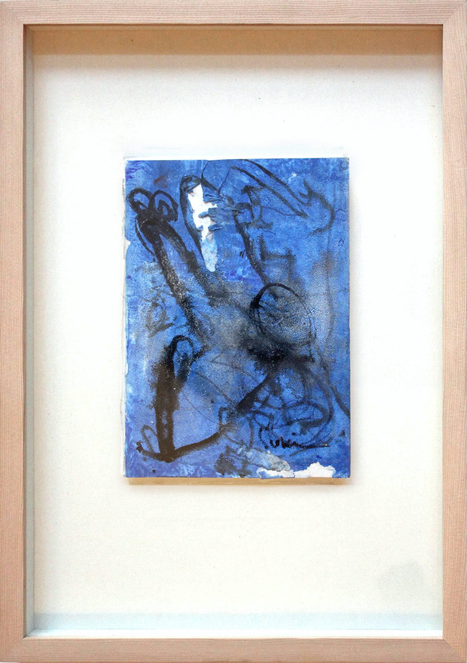 Suki Maguire Abstract Painting - Abstract Composition (Blue and Black)