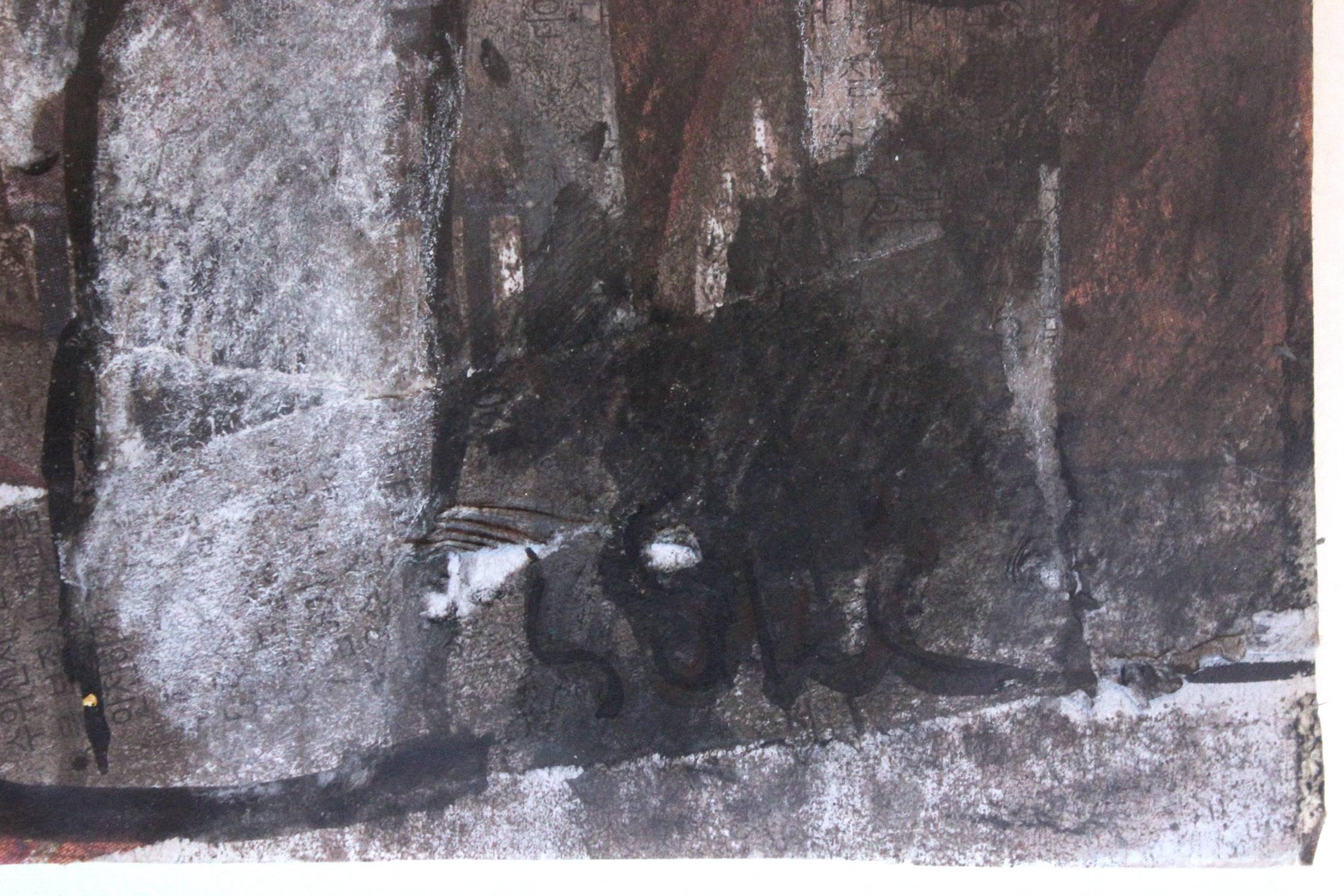 Abstract Composition (Brown and Black) - Abstract Expressionist Painting by Suki Maguire