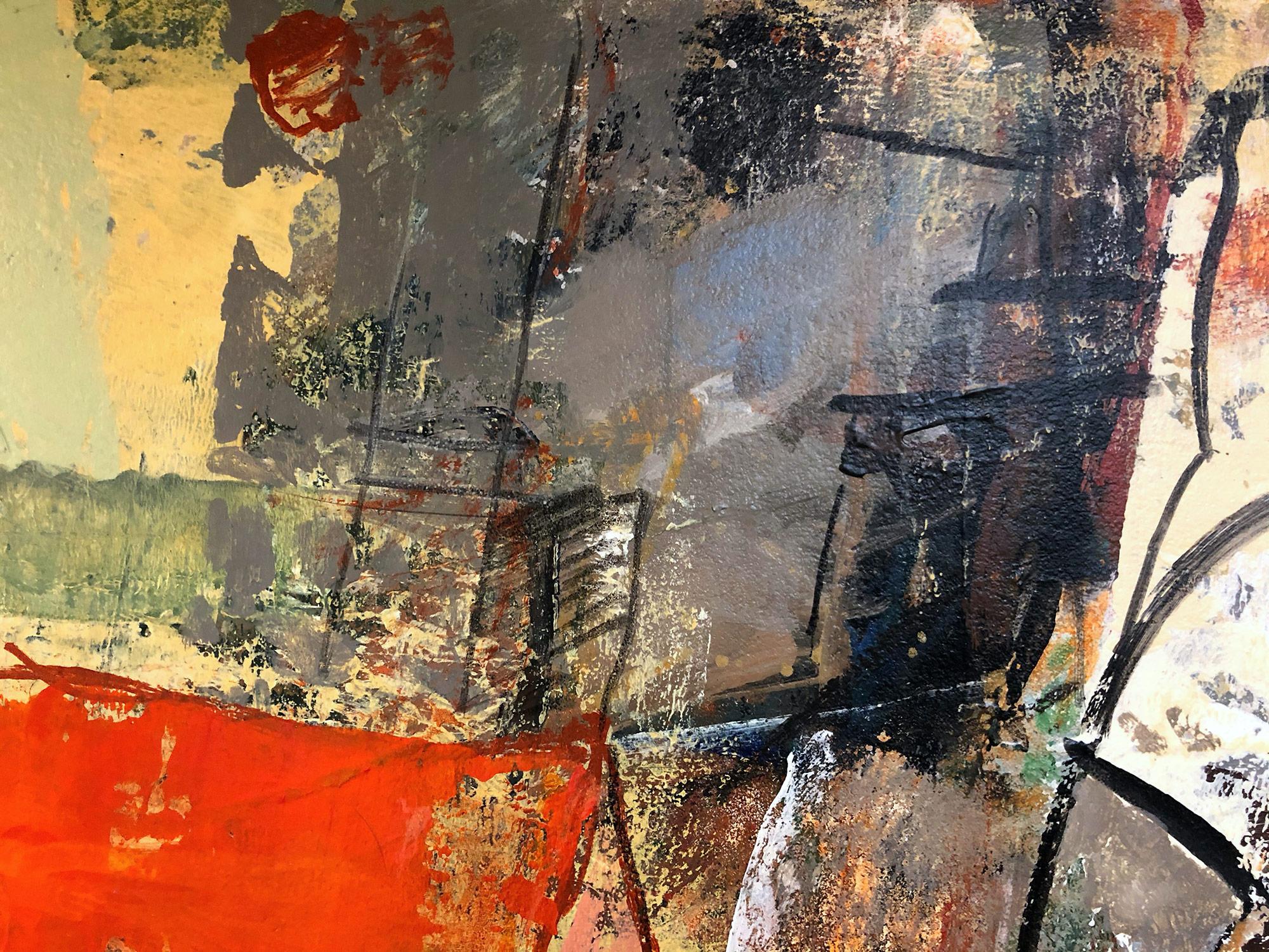 Peinture expressionniste abstraite colorée en techniques mixtes « At The Cape Cod Harbor » en vente 7