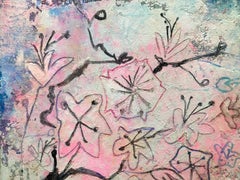 "A marzo" Fiori di ciliegio Pittura espressionista astratta a tecnica mista colorata