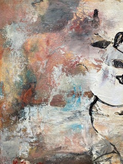 "July 09303 (7월에)" Abstract Expressionist Earthy Mixed Media on Canvas Painting