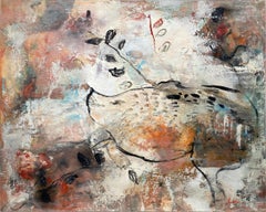 "July 09303 (7월에)" Abstract Expressionist Earthy Mixed Media on Canvas Painting