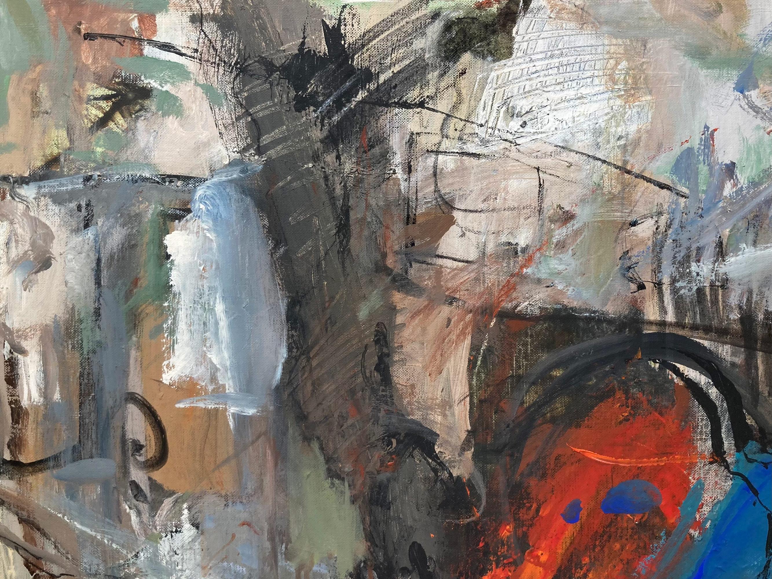 Unorthodox; yet effective, Suki treats us to a series of works that tantalizes the imagination with bold strokes of dark and light, hinting at shapes both human and ethereal and pulling us through the two-dimensional surface of the canvas into the
