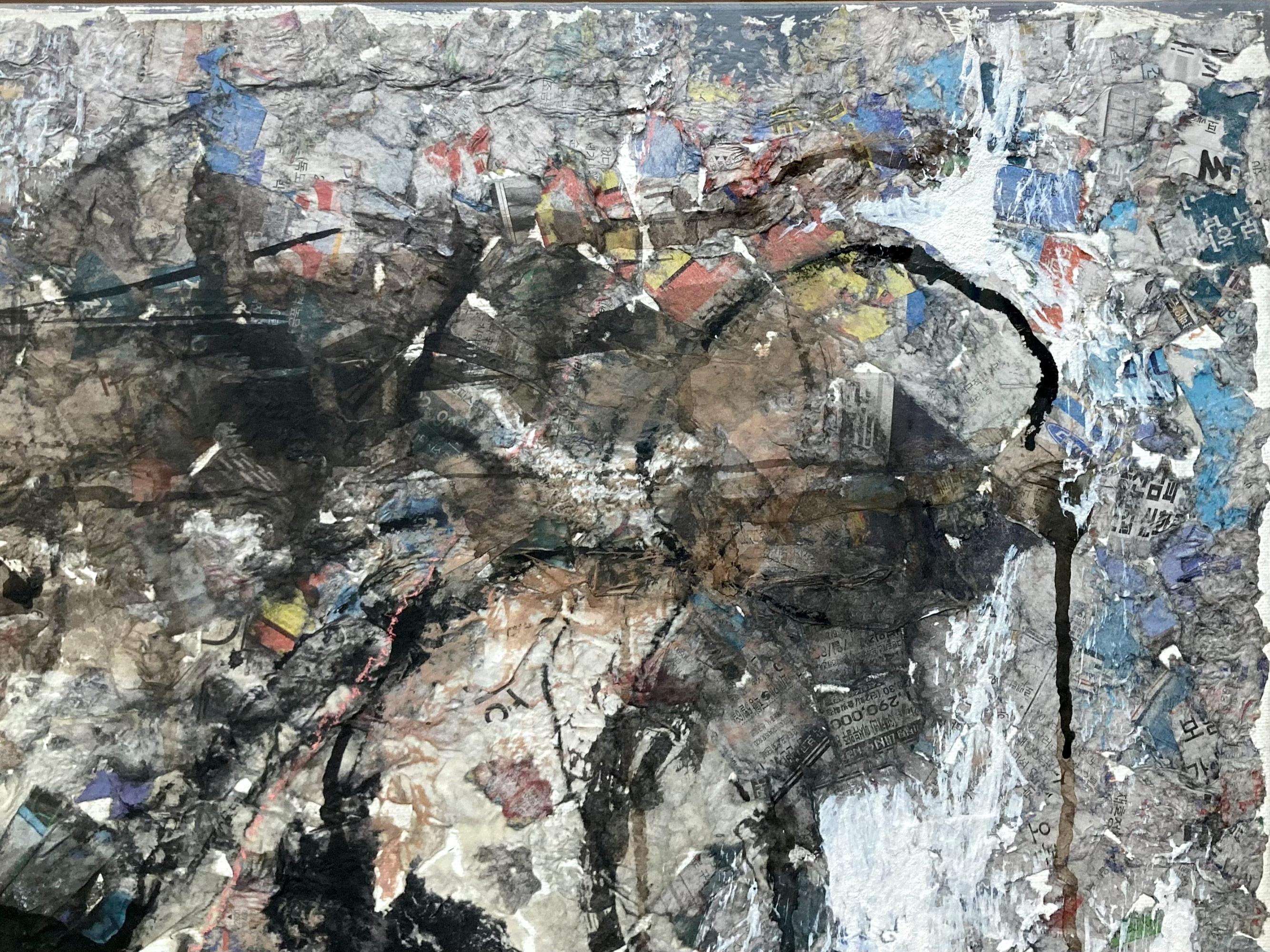 Unorthodox; yet effective, Suki treats us to a series of works that tantalizes the imagination with bold strokes of dark and light, hinting at shapes both human and ethereal and pulling us through the two-dimensional surface of the canvas into the