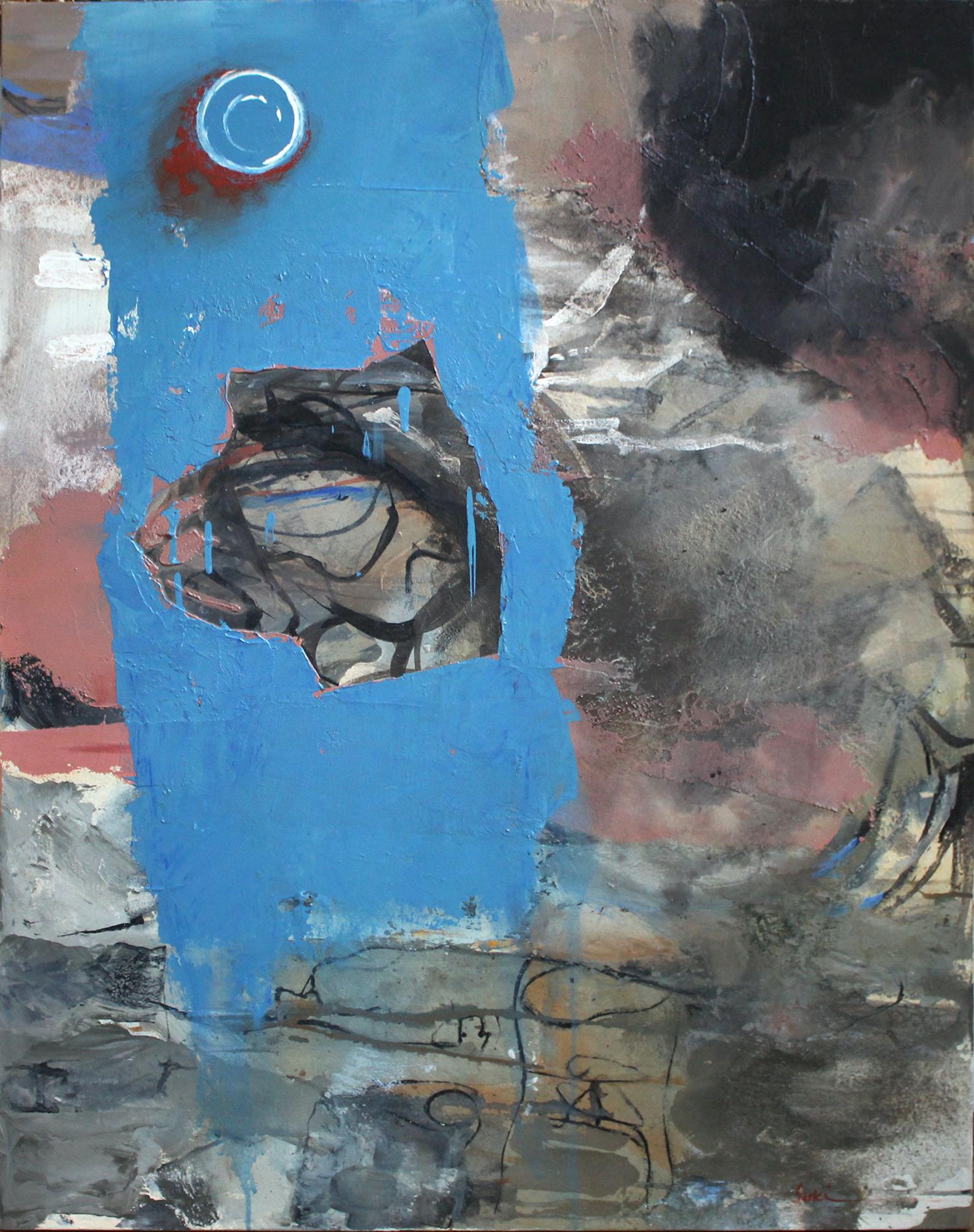 Abstract Painting di Suki Maguire - "Natura e relazioni umane - Abbraccio - 50F" Composizione astratta Pittura