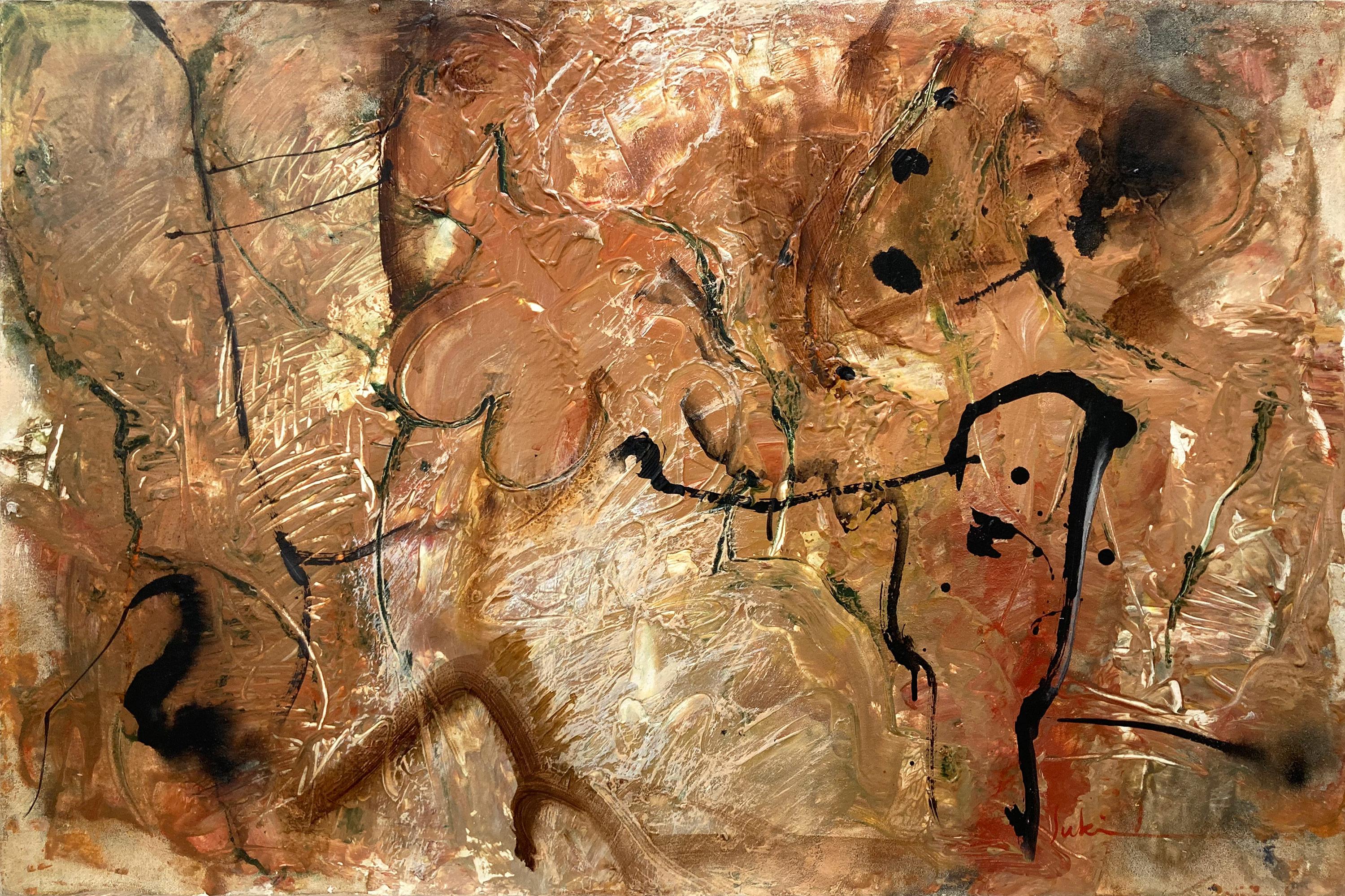 "Nature - Human Relationship" Mixed Media Abstract Expressionist Canvas Painting