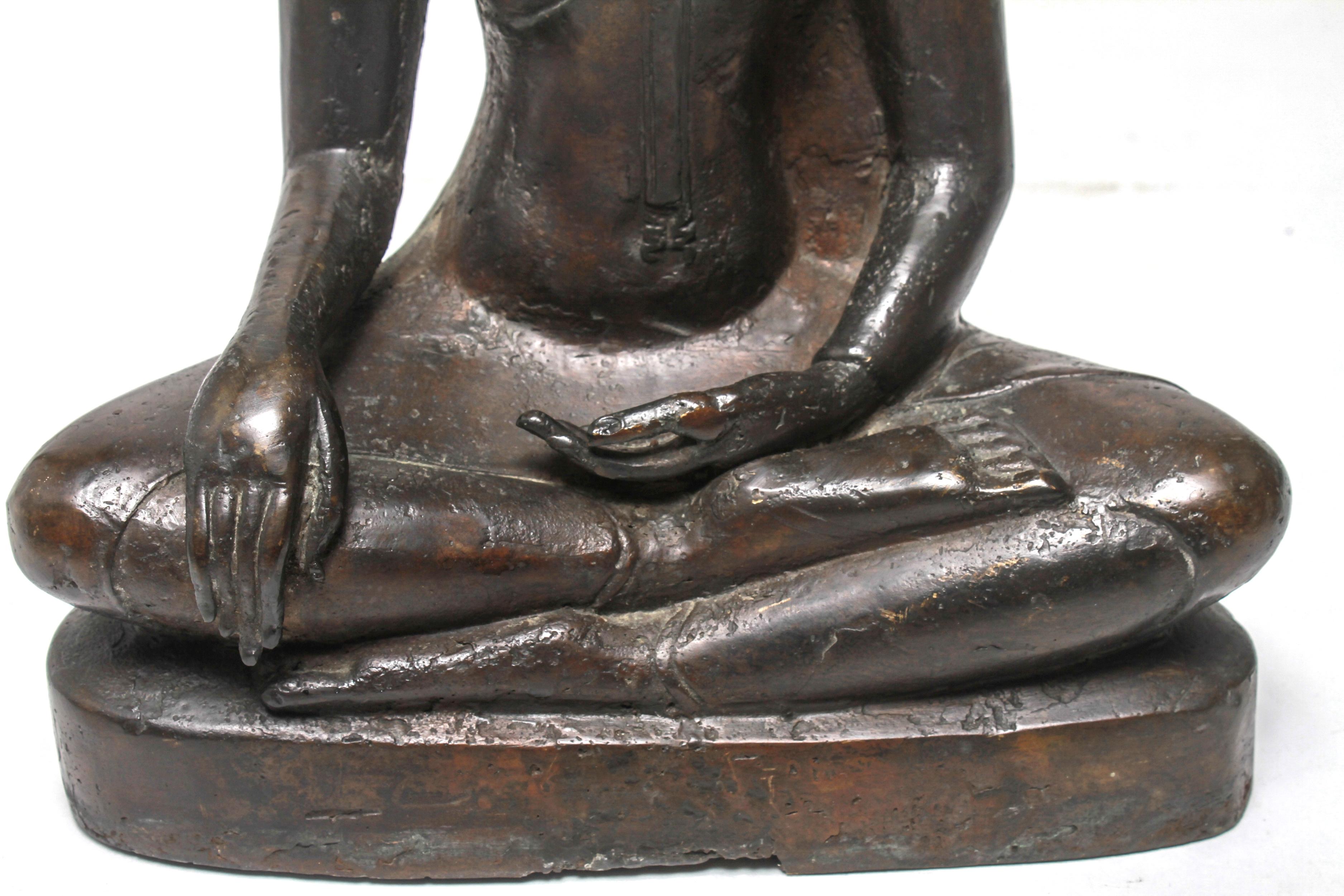 Sukothai Style Thai Bronze Seated Buddha 4