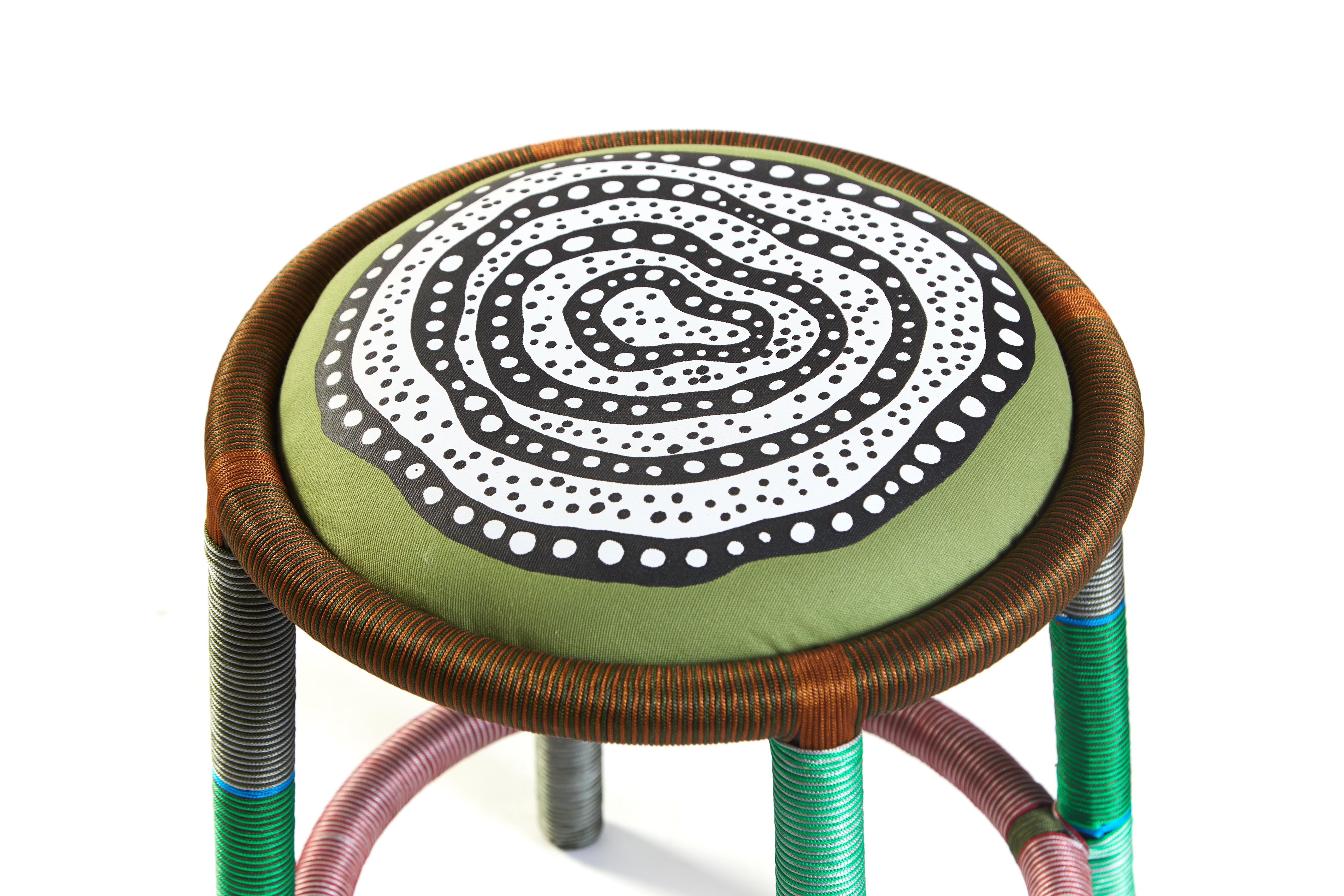 Sukpha, Rattan Stool 'Green' In New Condition For Sale In Bangkok, TH