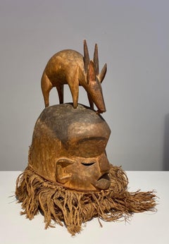 Suku helmet mask with antilope DR Congo ca 1930