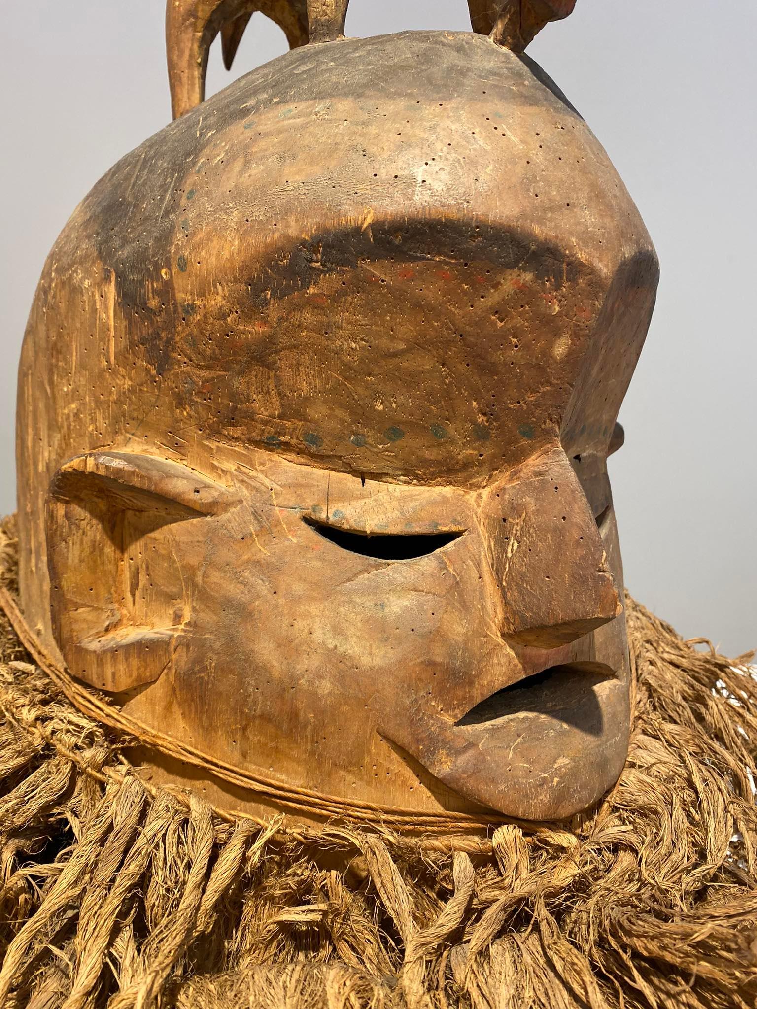 Hardwood Suku helmet mask with antilope DR Congo ca 1930 For Sale