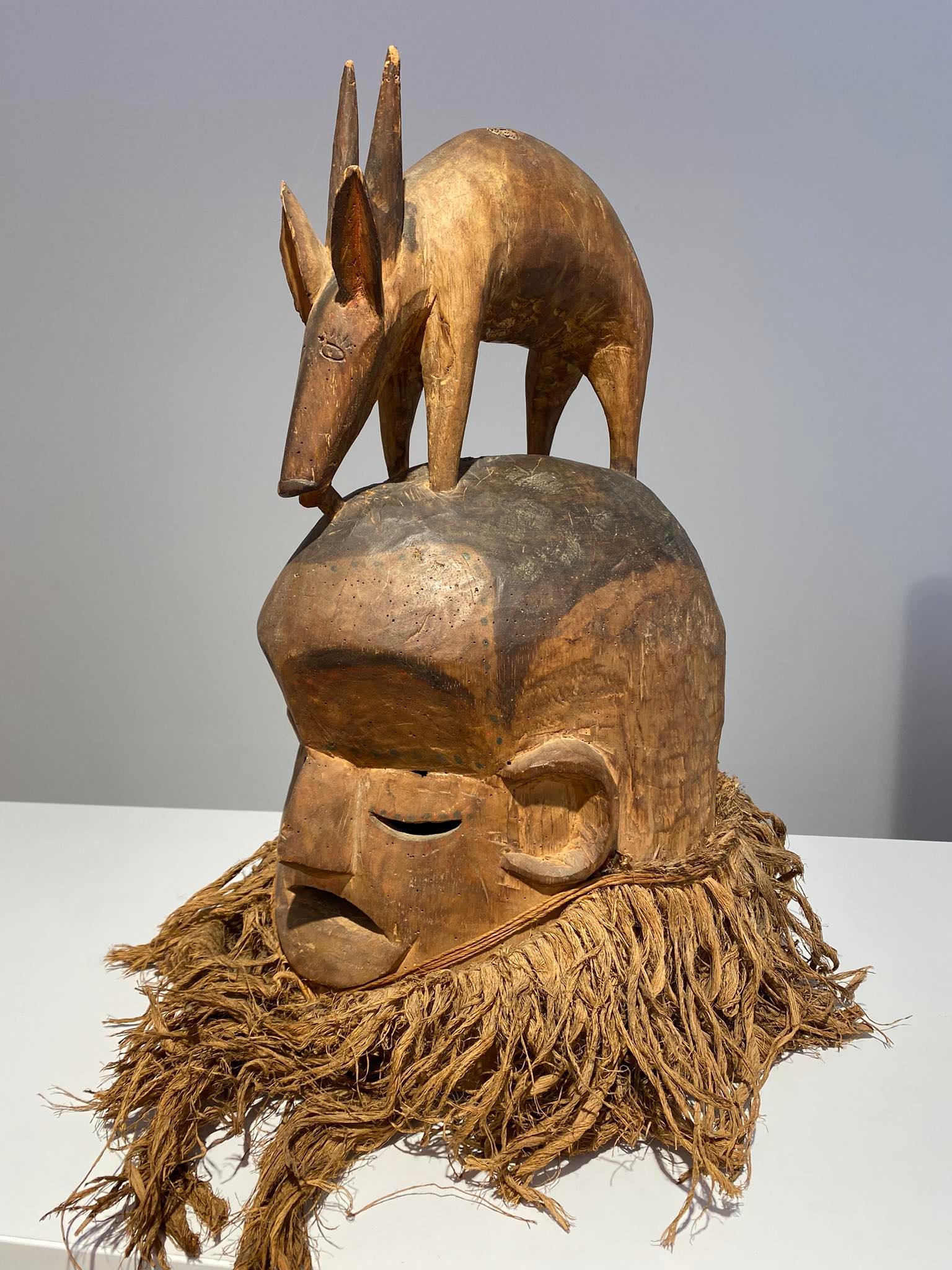 Suku helmet mask with antilope DR Congo ca 1930 For Sale 3