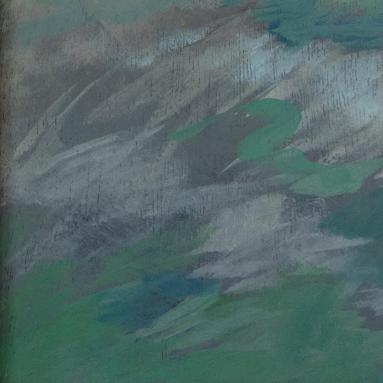 Pintura oceánica abstracta original de la artista greco-gallega Sula Repani, titulada 