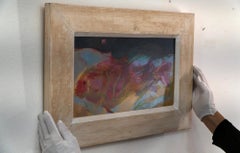 Vibrant Abstract Fish Painting in Oil on Wood – Framed Marine Artwork