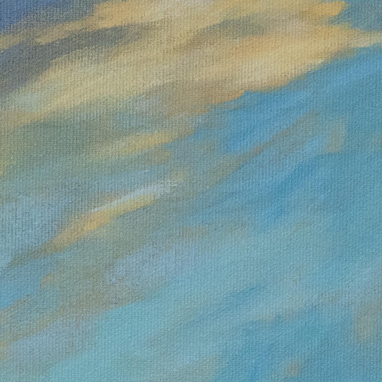Surreale immersione nell'oceano - Pittura figurativa femminile in un paesaggio costiero da sogno in vendita 1