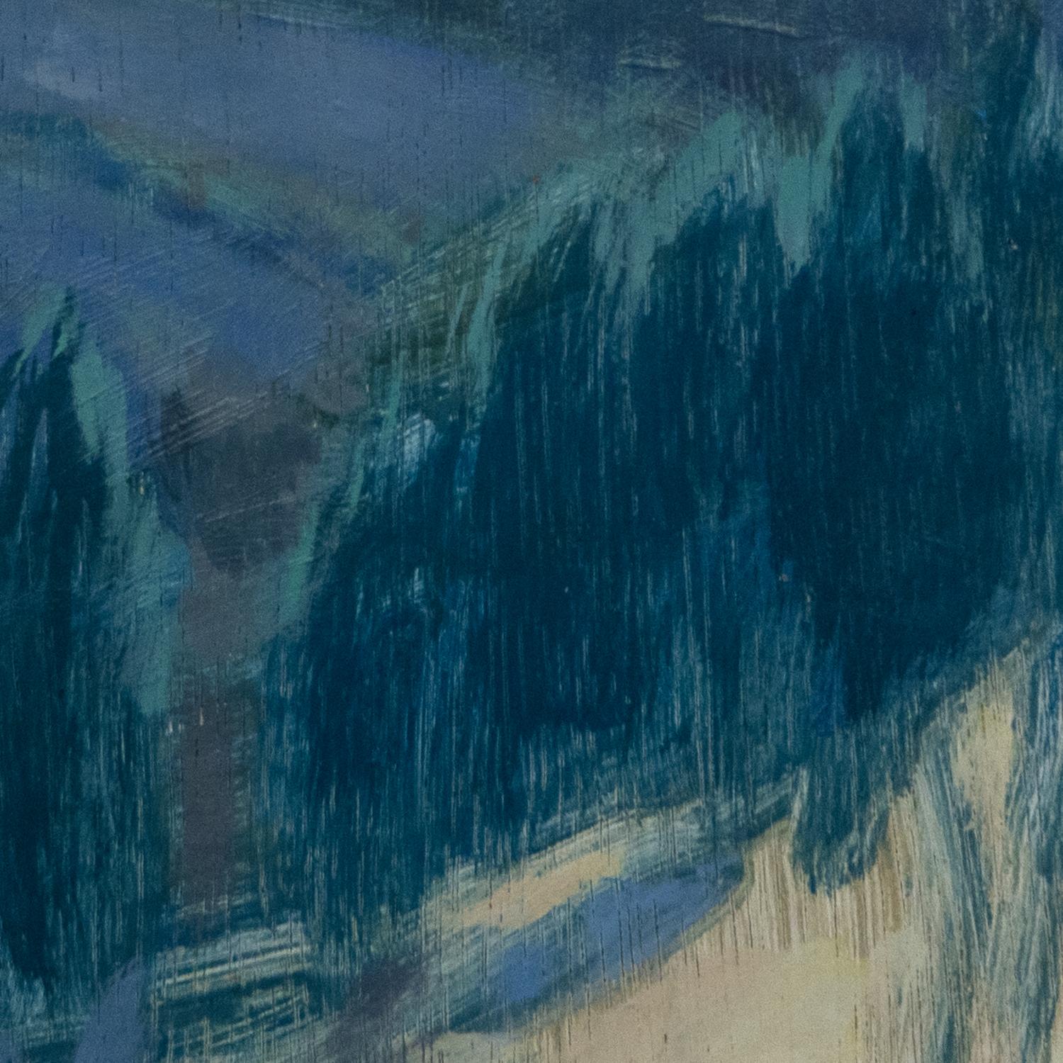 Luna piena - 2022, Olio su pannello di legno, Paesaggio notturno contemporaneo in vendita 5