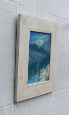 Luna Llena - 2022, Óleo sobre Panel de Madera, Paisaje Nocturno Contemporáneo