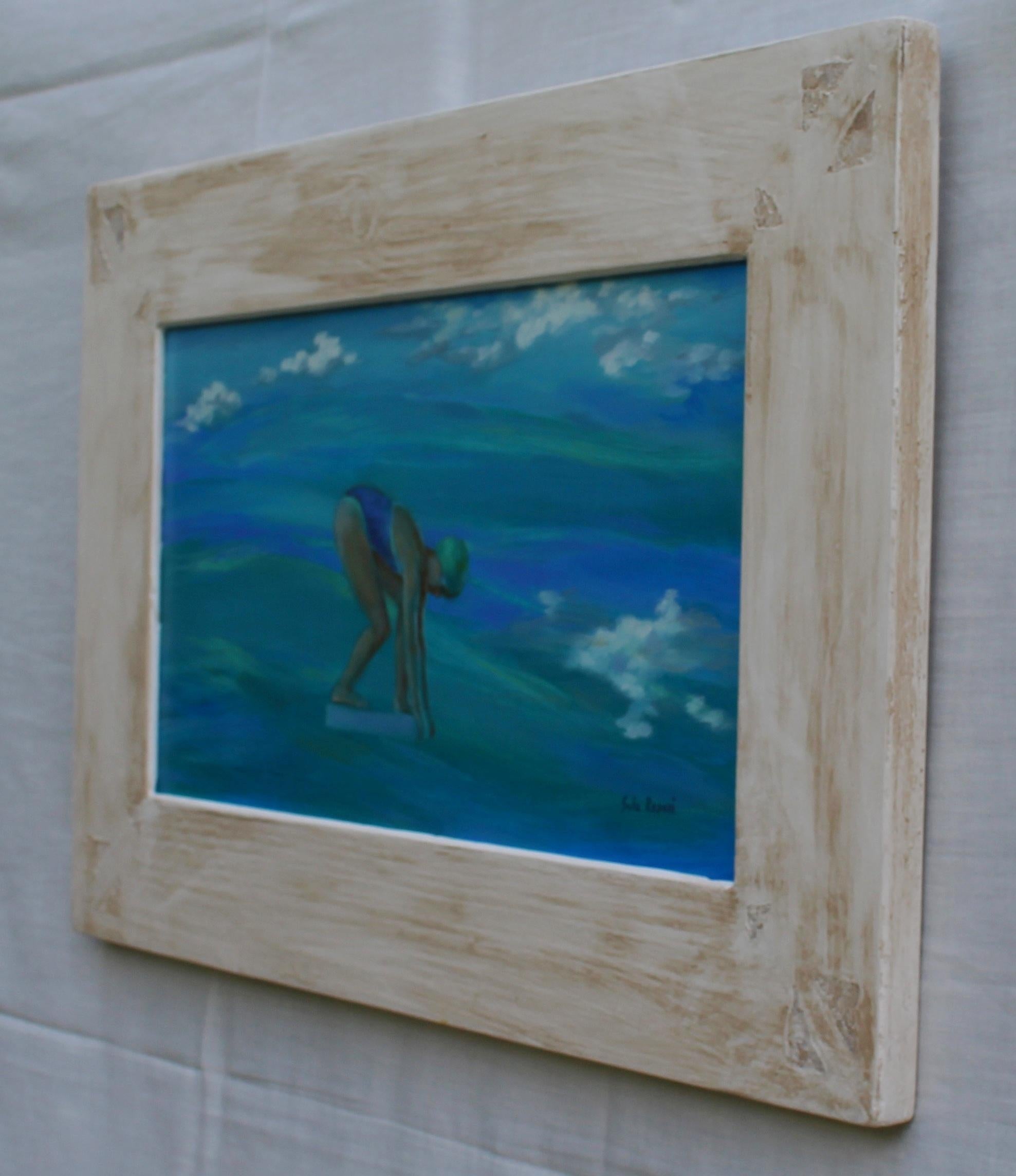 Juste avant l'inversion, 2022, huile sur panneau de bois, peinture figurative contemporaine. - Contemporain Painting par Sula Repani