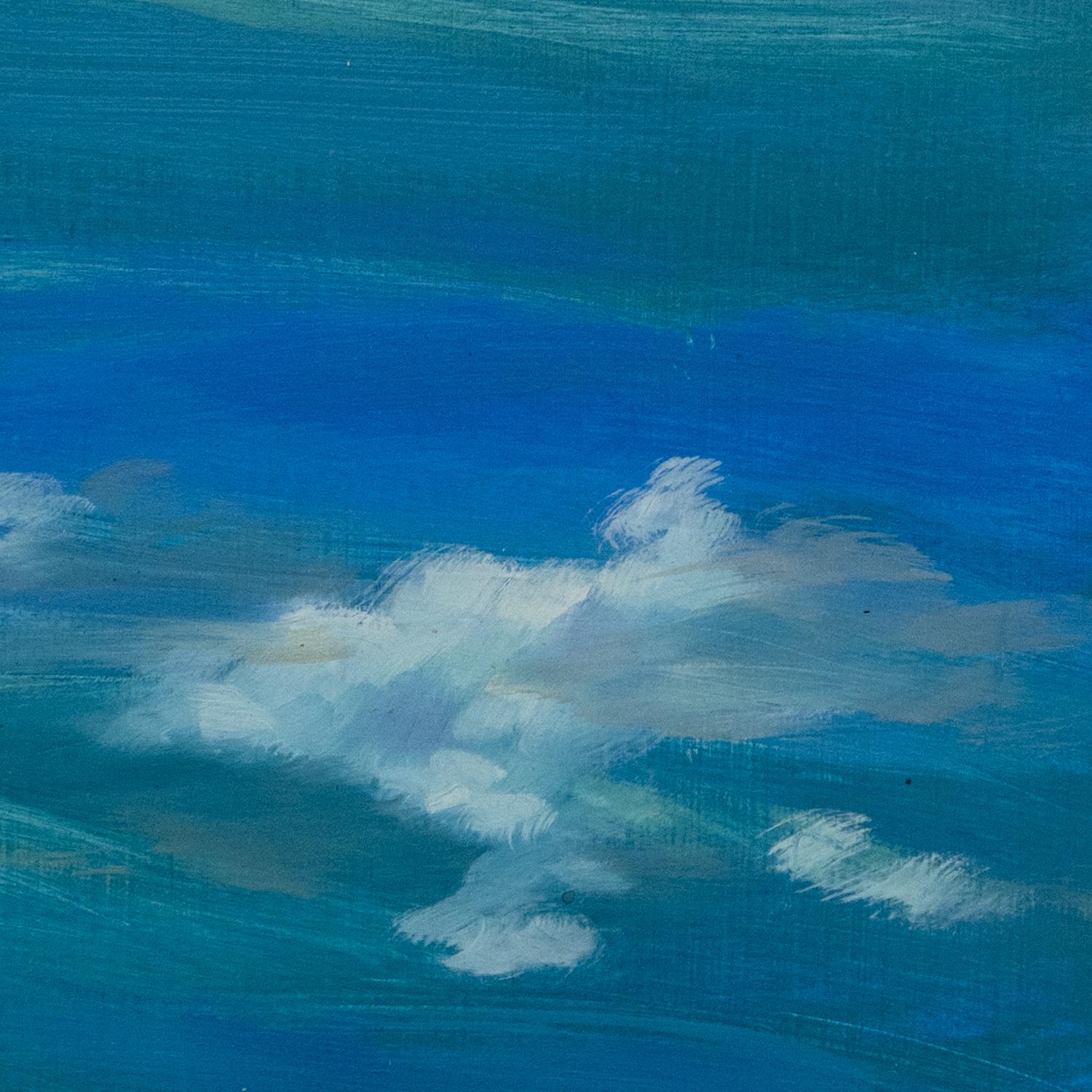 Juste avant l'inversion, 2022, huile sur panneau de bois, peinture figurative contemporaine. en vente 3
