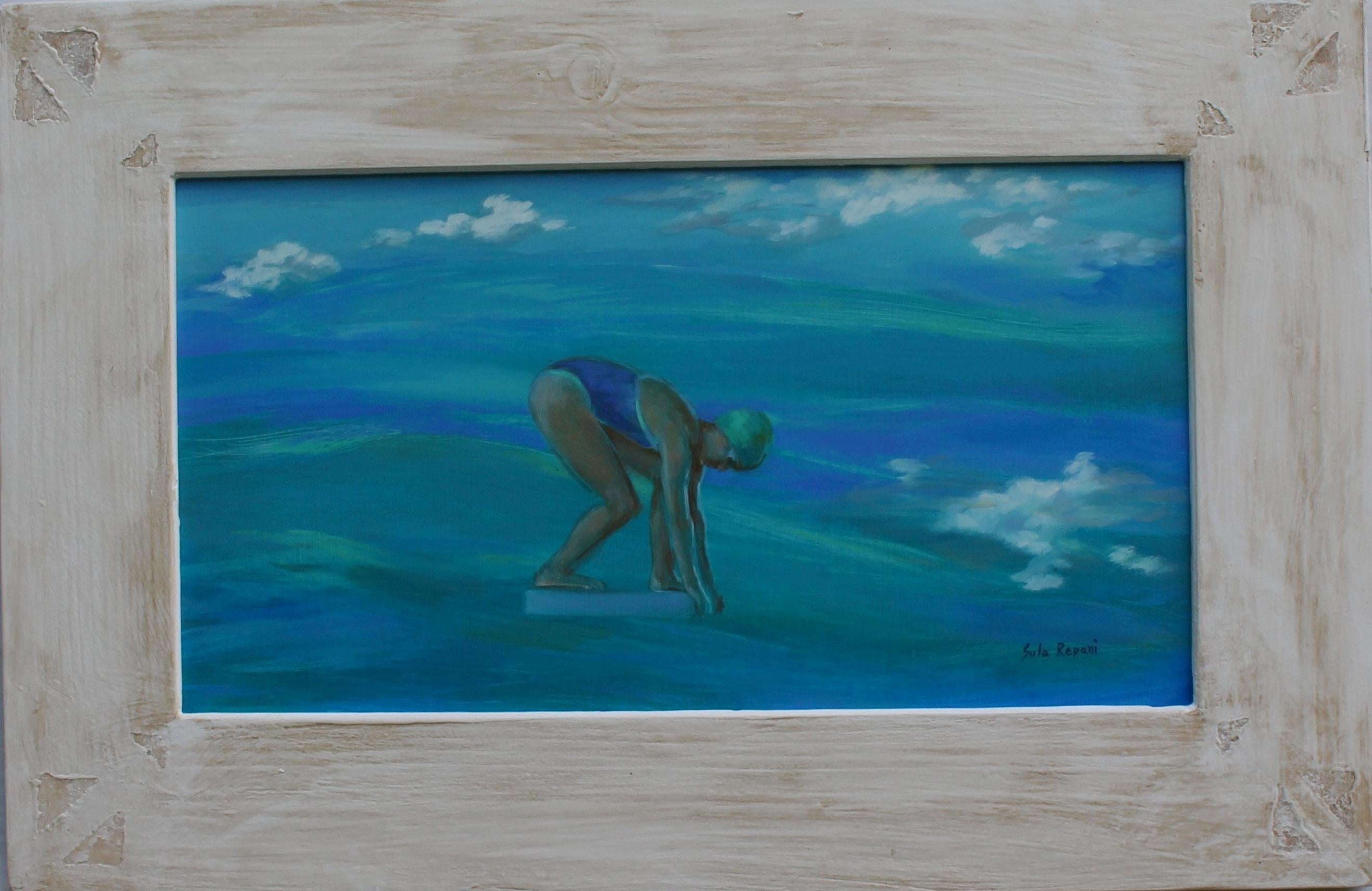 Juste avant l'inversion, 2022, huile sur panneau de bois, peinture figurative contemporaine.
