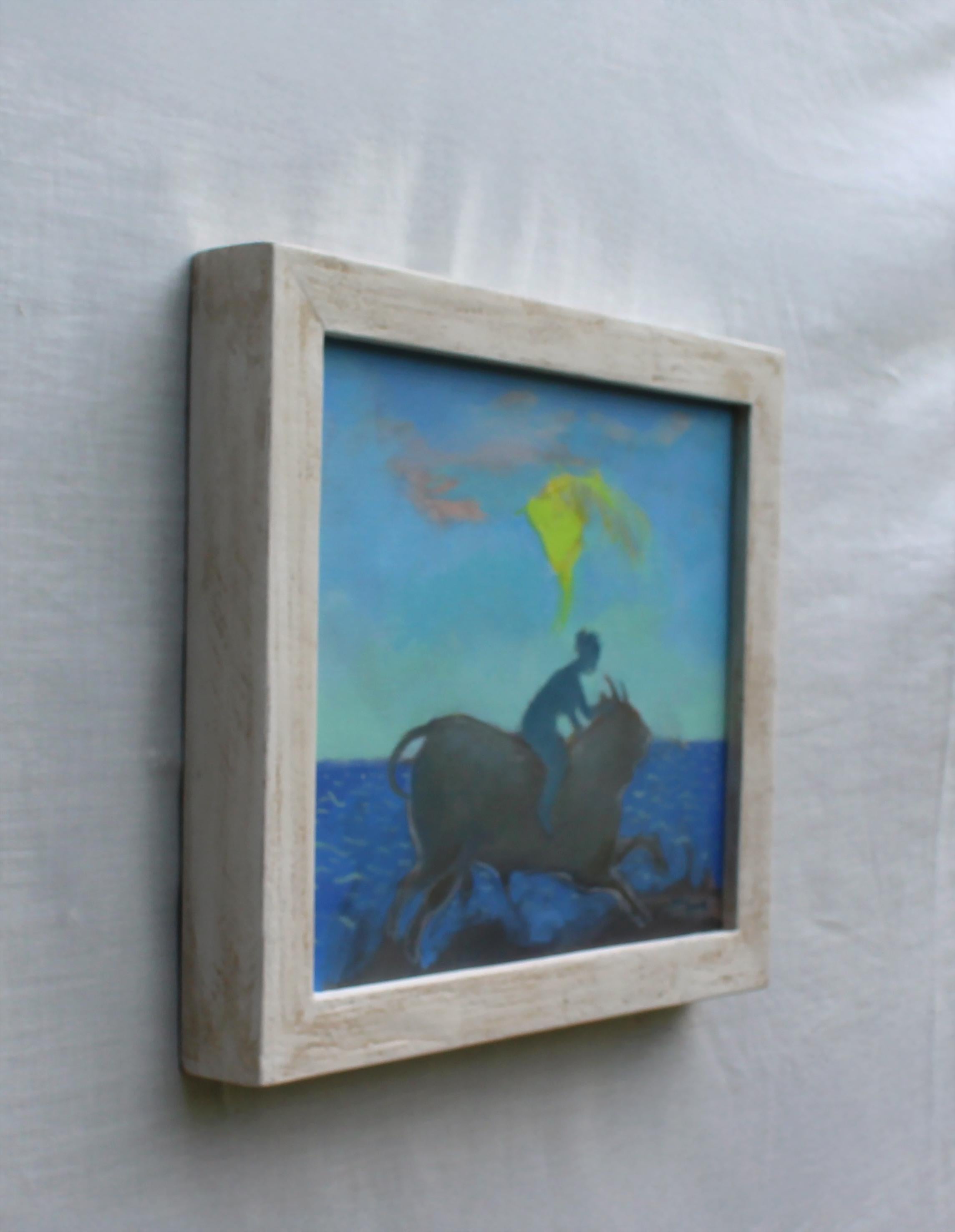 Mythologischer Stier und weibliche Figur Gerahmtes Ölgemälde. Der Raub von Europa Eins (Zeitgenössisch), Painting, von Sula Repani