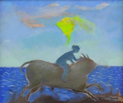 Mythologischer Stier und weibliche Figur Gerahmtes Ölgemälde. Der Raub von Europa Eins
