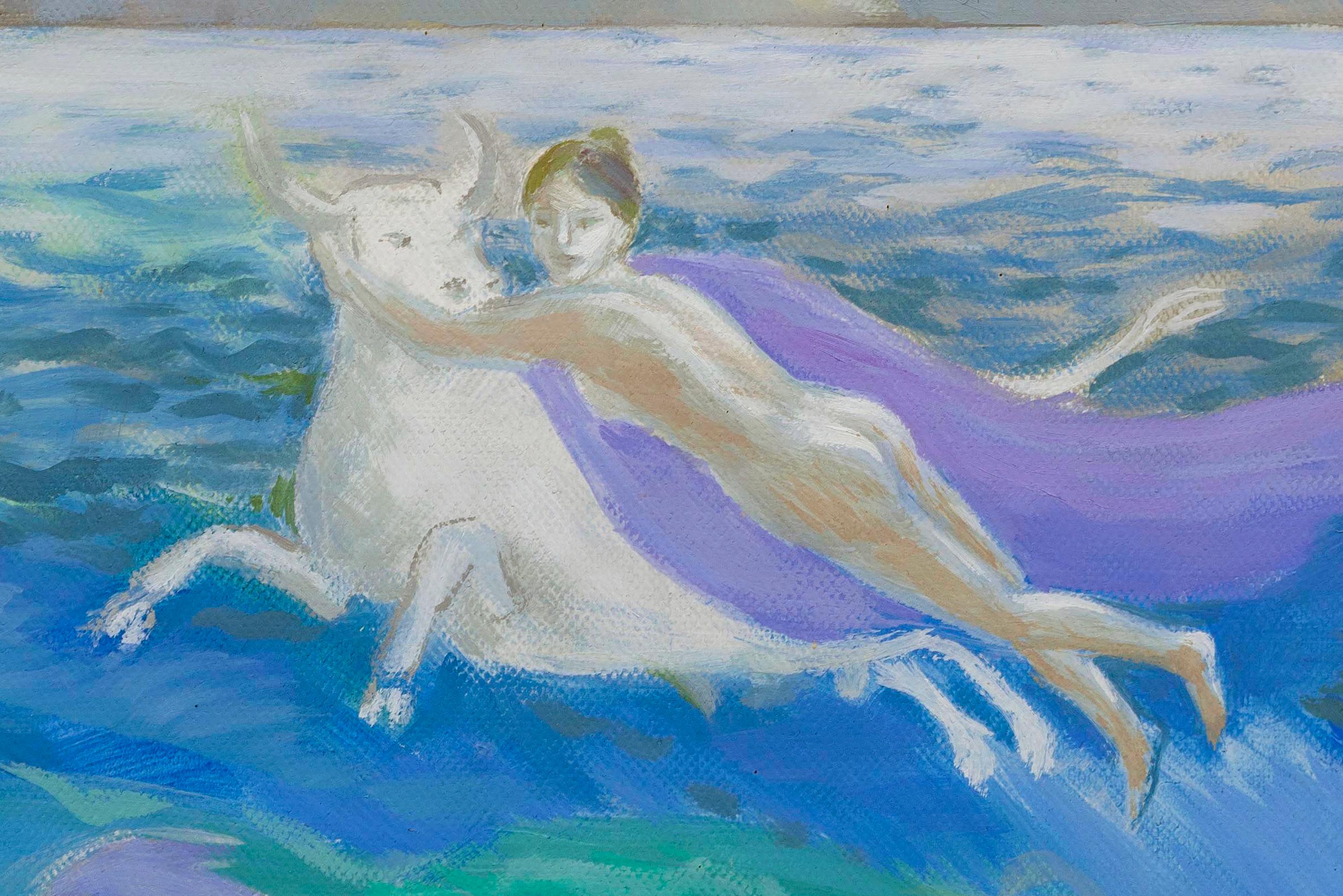 Mythological Nude and White Bull Oil Painting on Canvas The Rape of Europe Three For Sale 4
