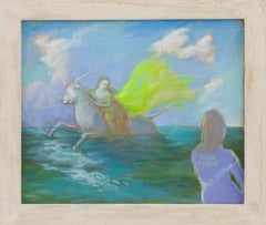 Scène de mer mythologique à l'huile avec taureau et personnage féminin. Le viol de l'Europe 2