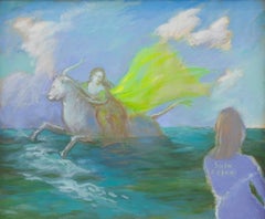 Mythologische Seeszene in Öl mit Stier und weiblicher Figur. Der Raub von Europa Zwei