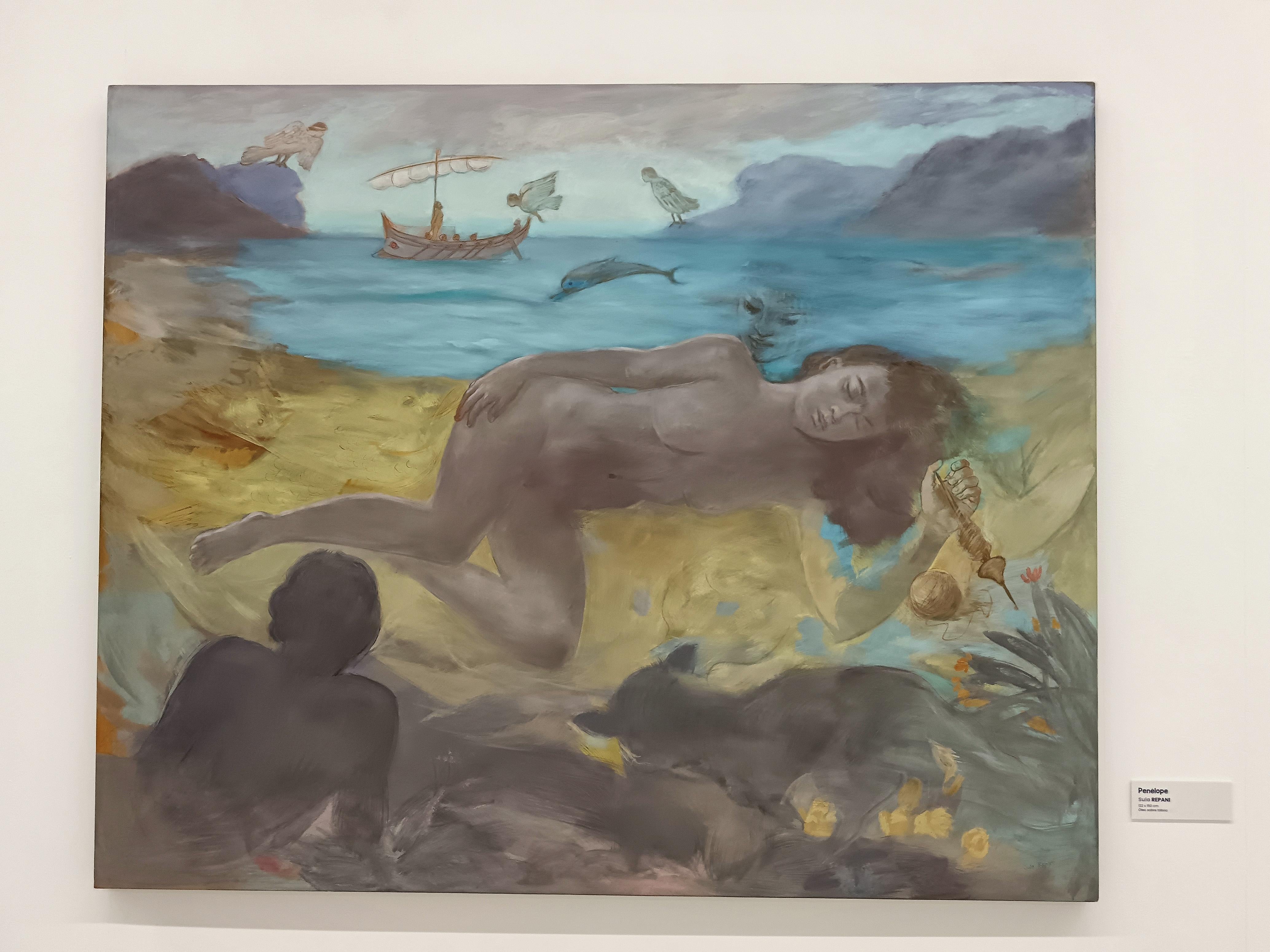 Penelope Mythologische Zeitgenössische Symbolische Nackte Weibliche Figur Ölgemälde – Painting von Sula Repani