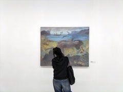 Mediterranean Coastal Figurative Nude Oil Painting Reclining Female Figure Myth