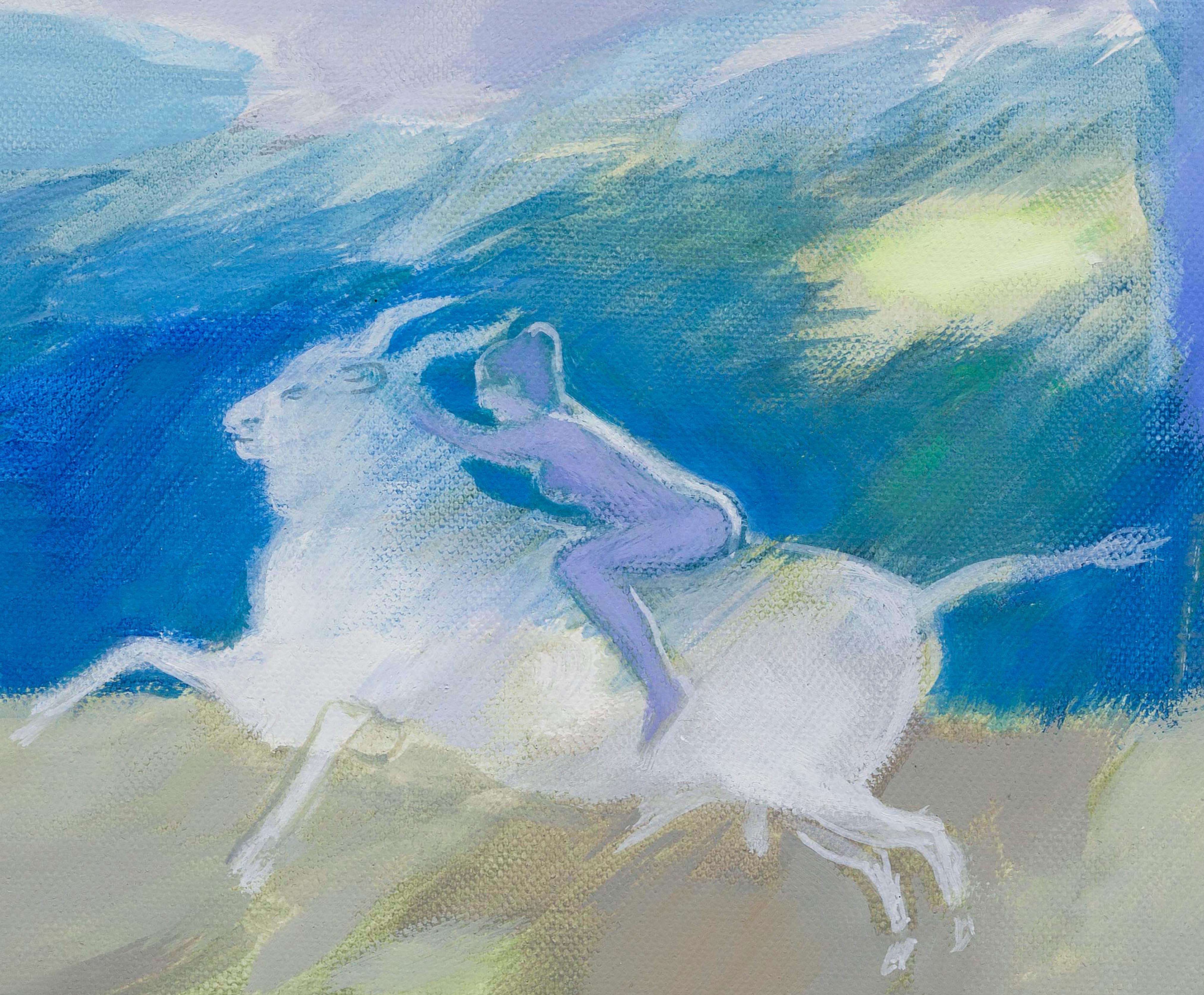 The Rape of Europe Five Mythological Nude and Bull Oil Painting on Canvas For Sale 4