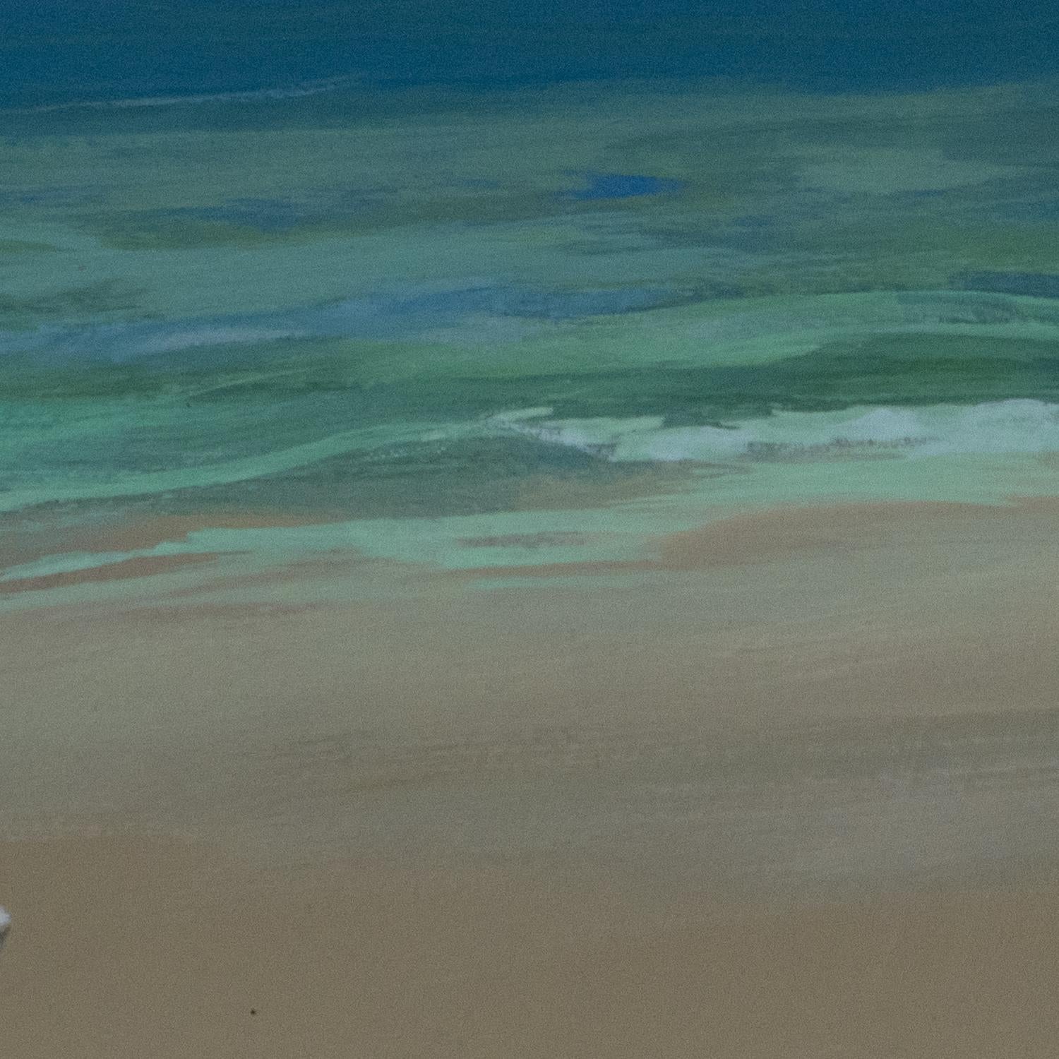 Turbante Blanco - 2024, Óleo sobre cartón, Escena de playa figurativa contemporánea en venta 3